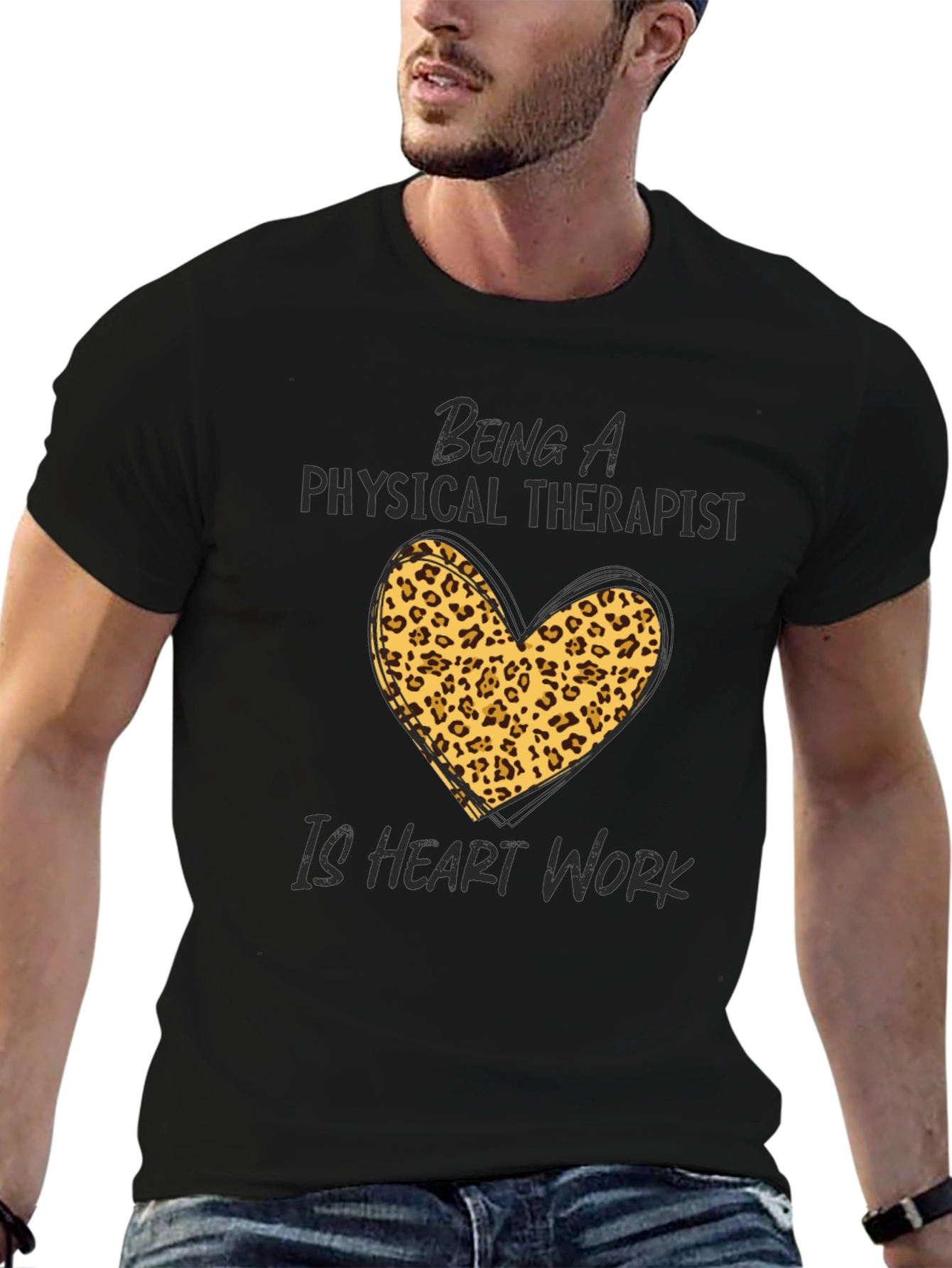 Physical Therapist Heart Leopard Print T-Shirt