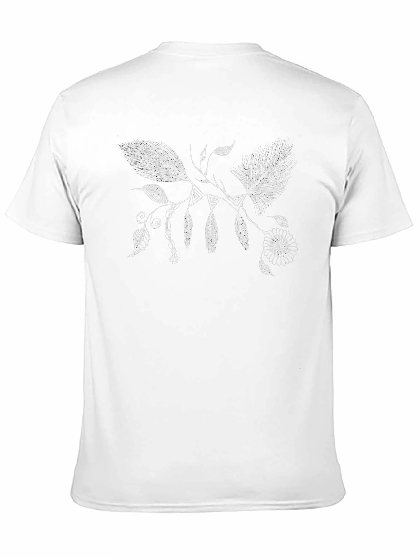 Boho Feather & Floral Black T-Shirt