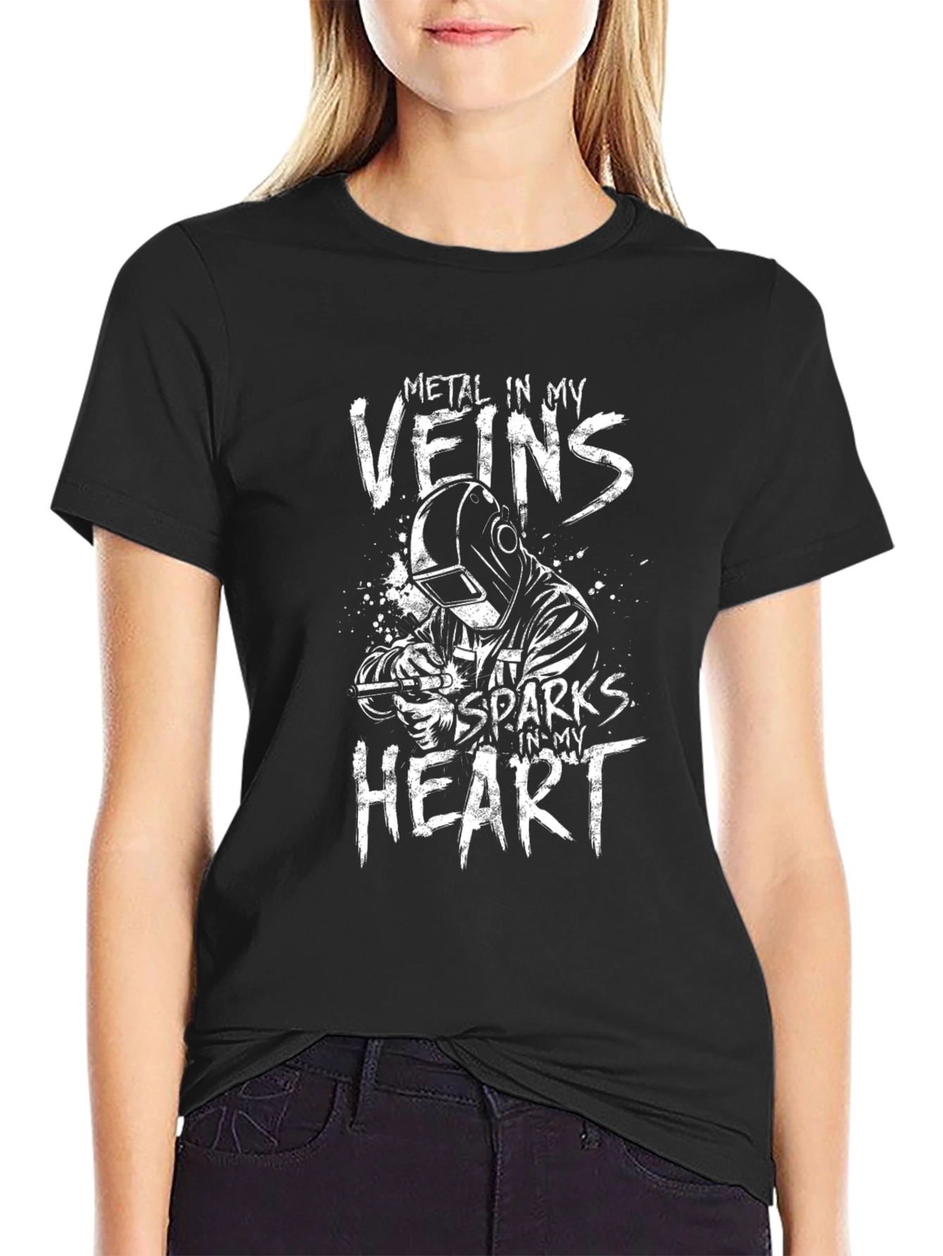 Metal in My Veins Welder Graphic T-Shirt