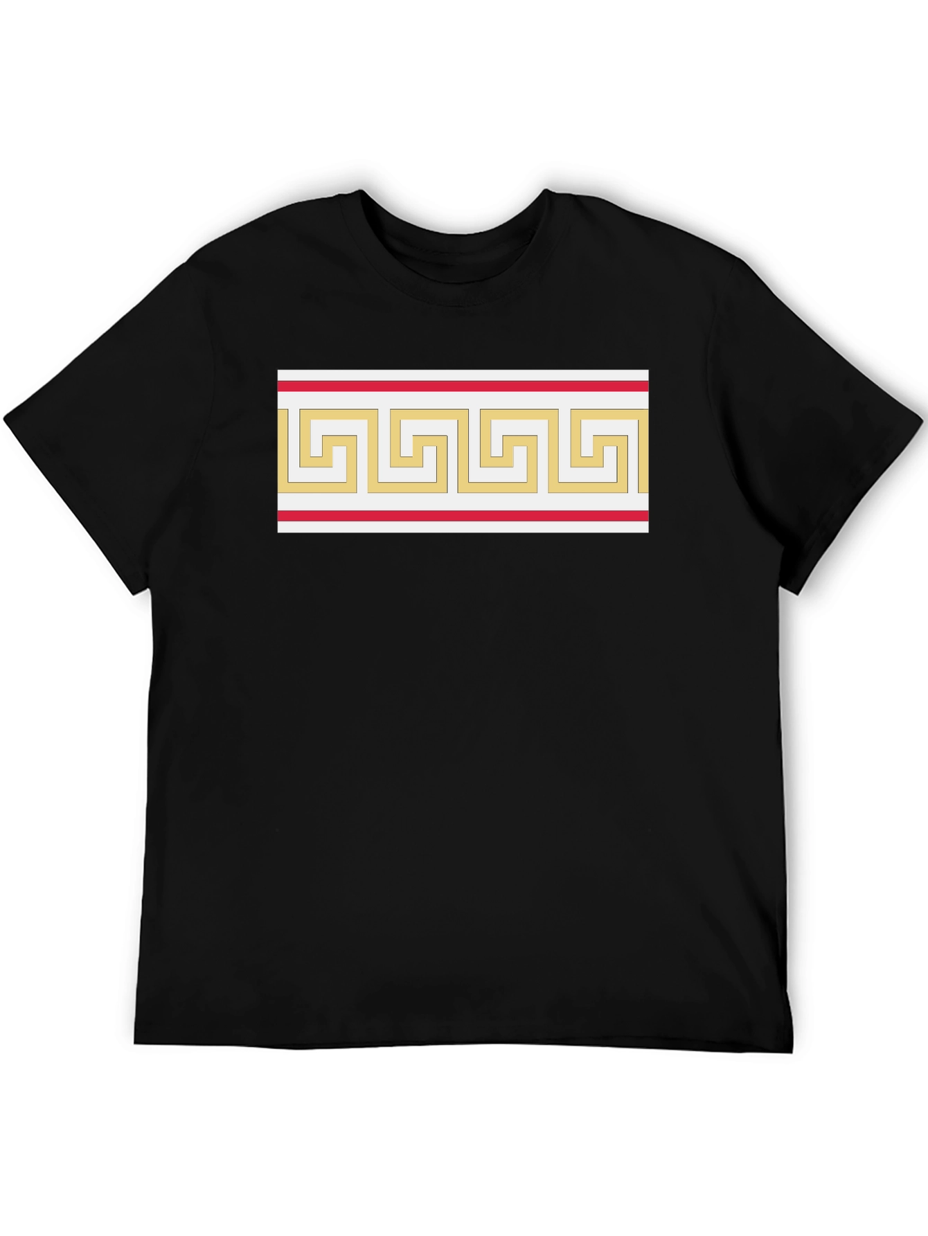 Greek Key Pattern Graphic Tee - Black