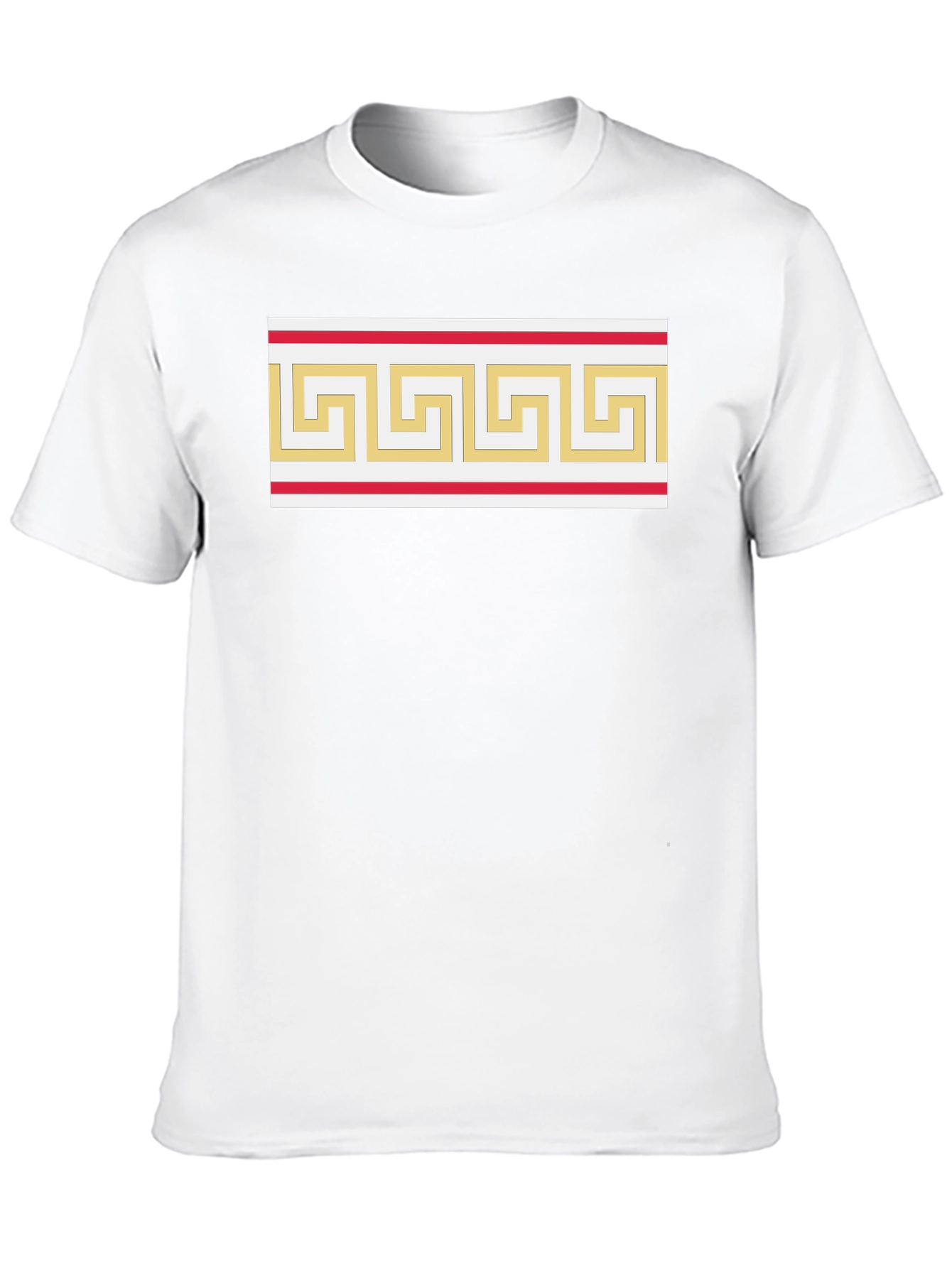 Greek Key Pattern Graphic Tee - Black