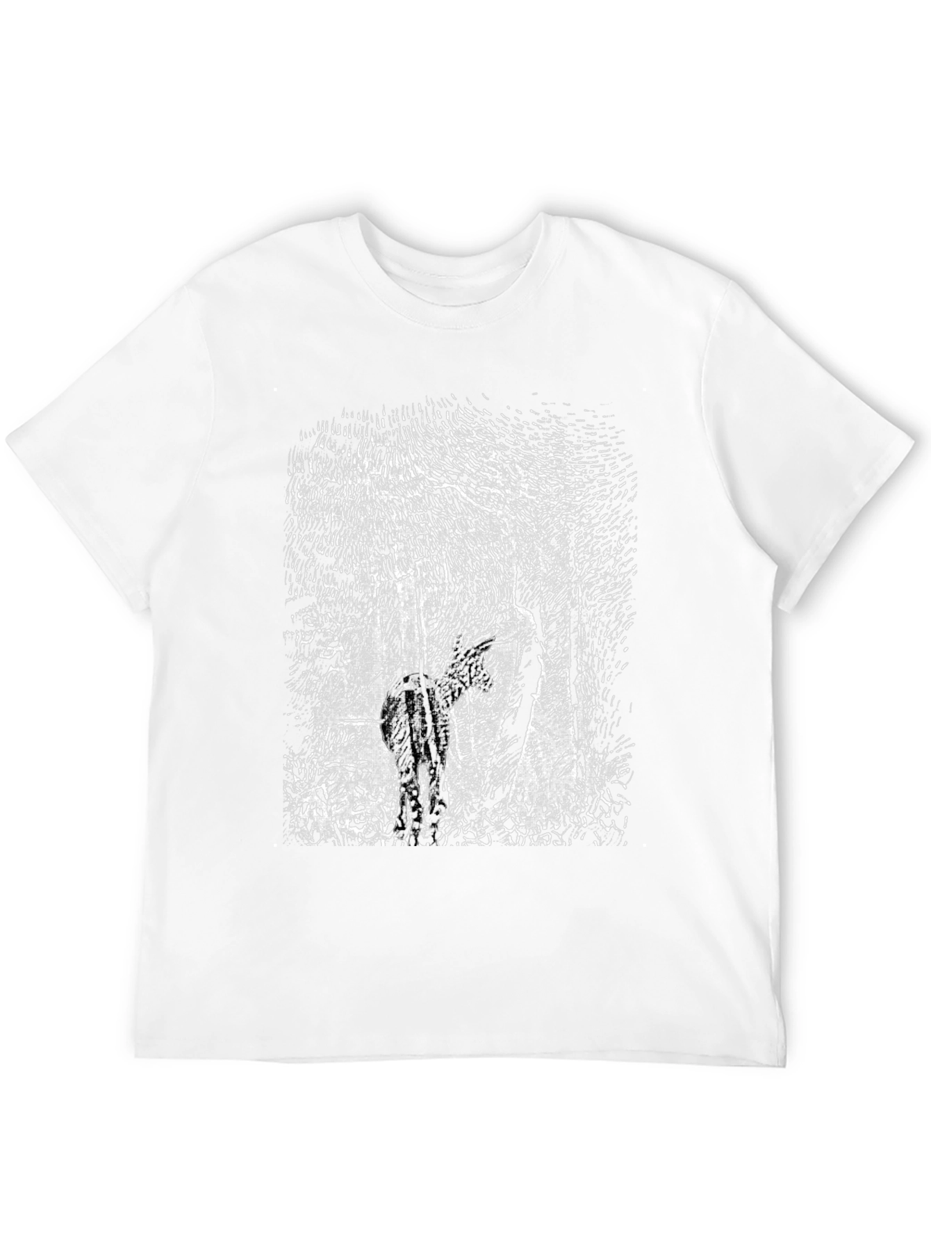 Black T-Shirt with Deer Forest Graphic