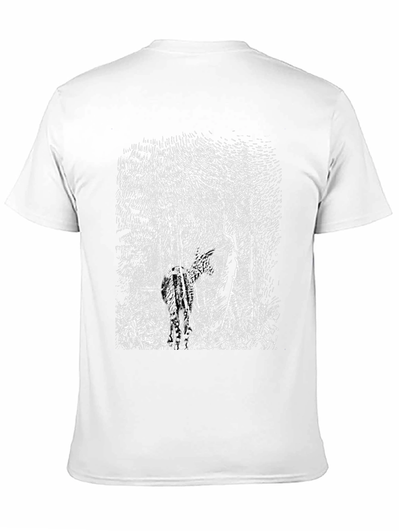 Black T-Shirt with Deer Forest Graphic