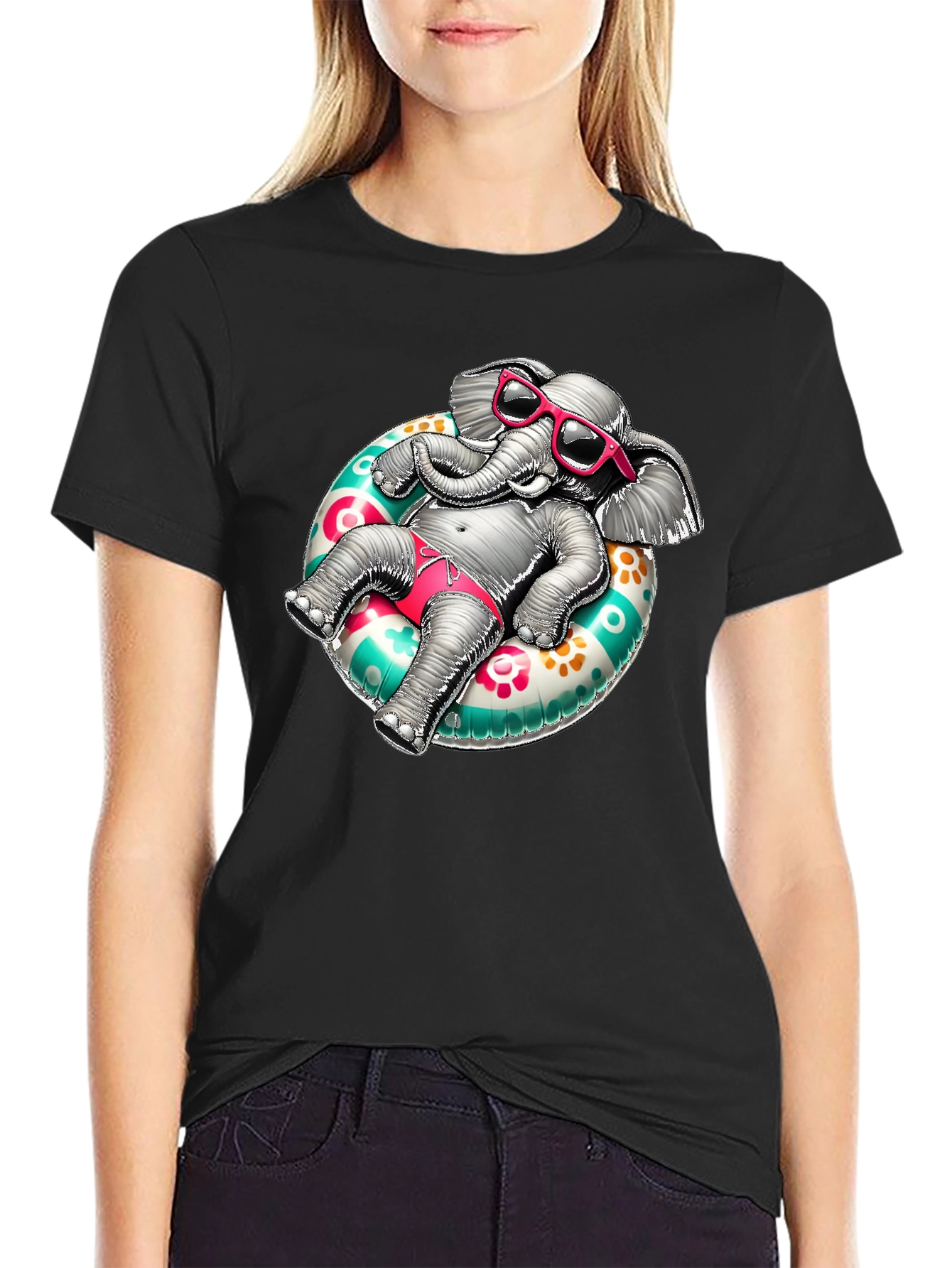 Elephant in Float T-Shirt - Summer Style