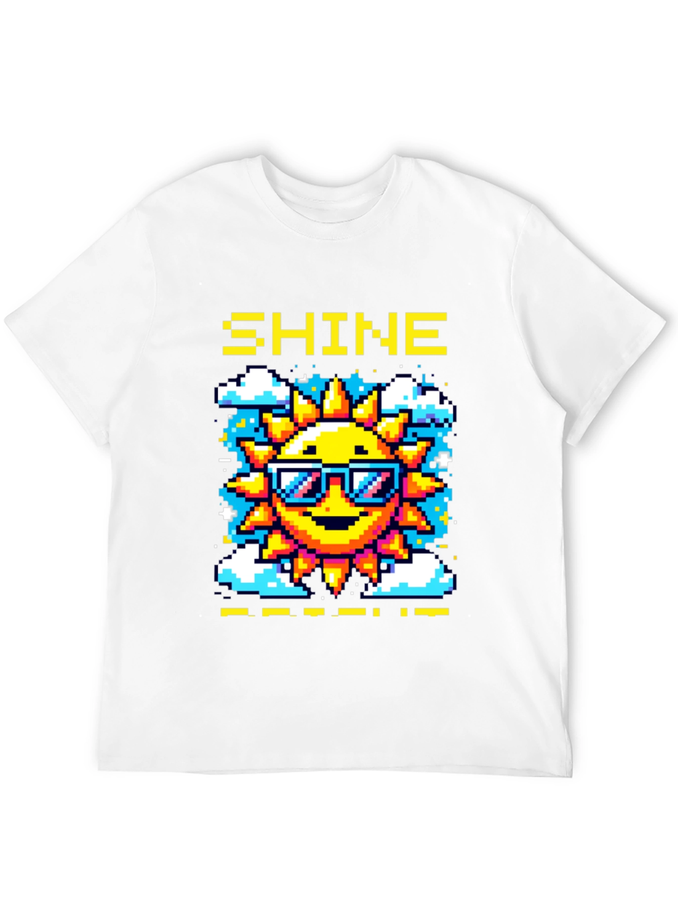 Shine Pixel Sun Graphic T-Shirt - Black Cotton Tee