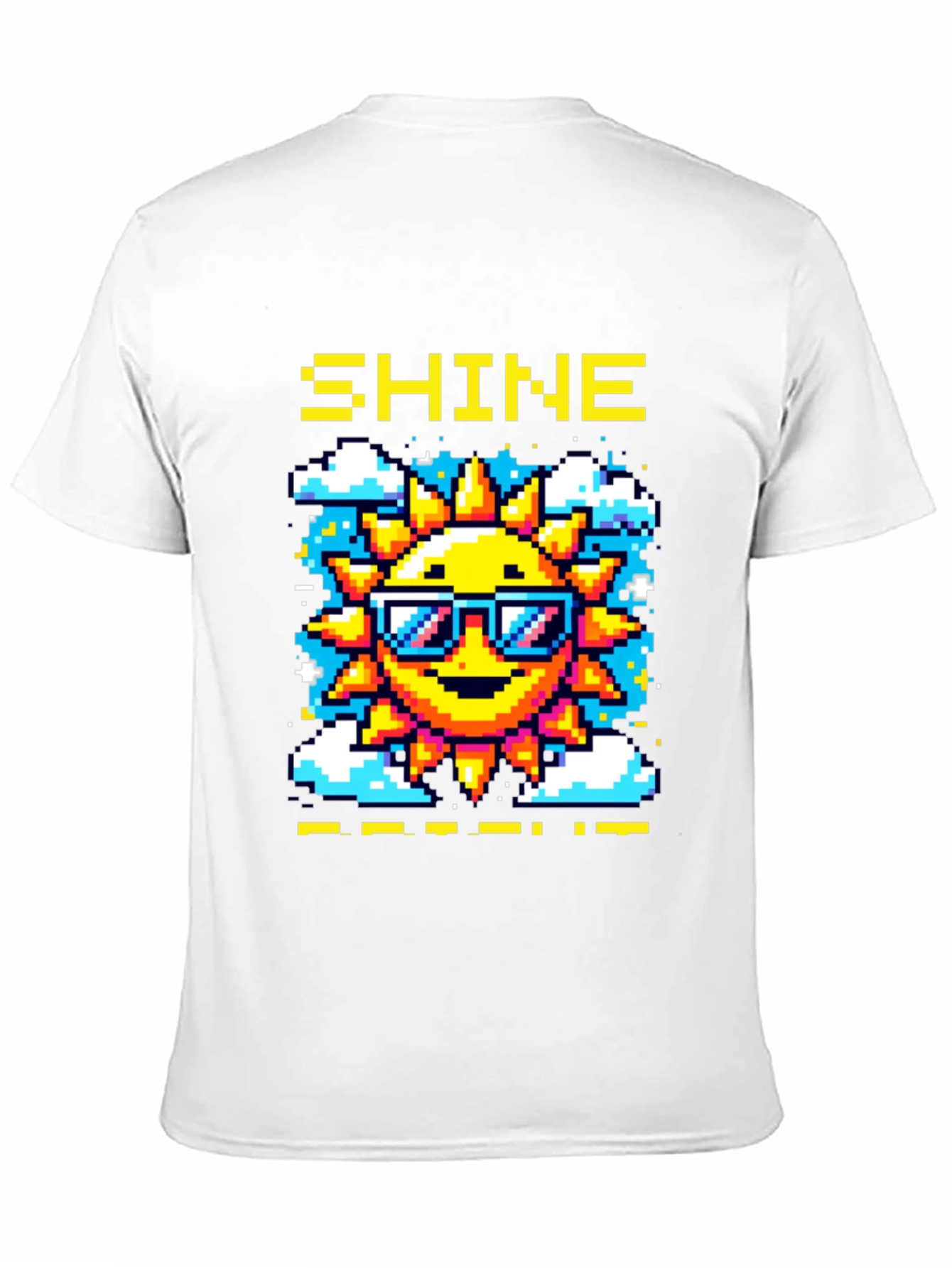 Shine Pixel Sun Graphic T-Shirt - Black Cotton Tee