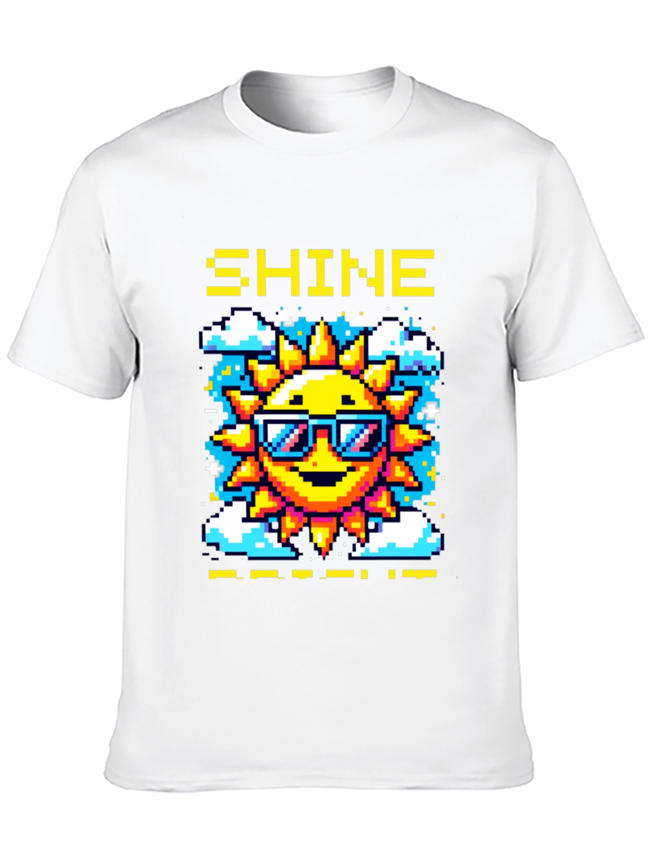 Shine Pixel Sun Graphic T-Shirt - Black Cotton Tee
