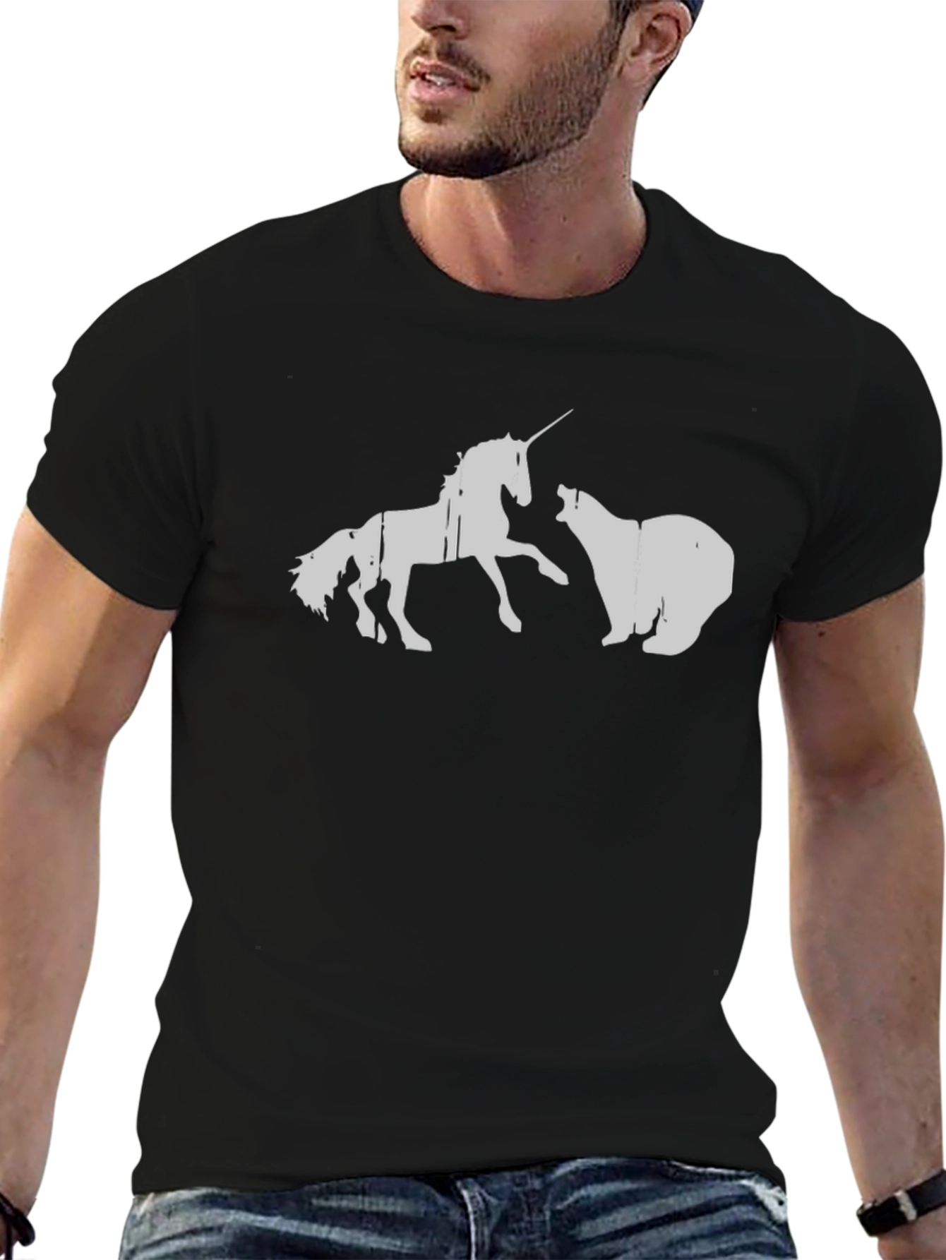 Unicorn vs Bear Graphic T-Shirt