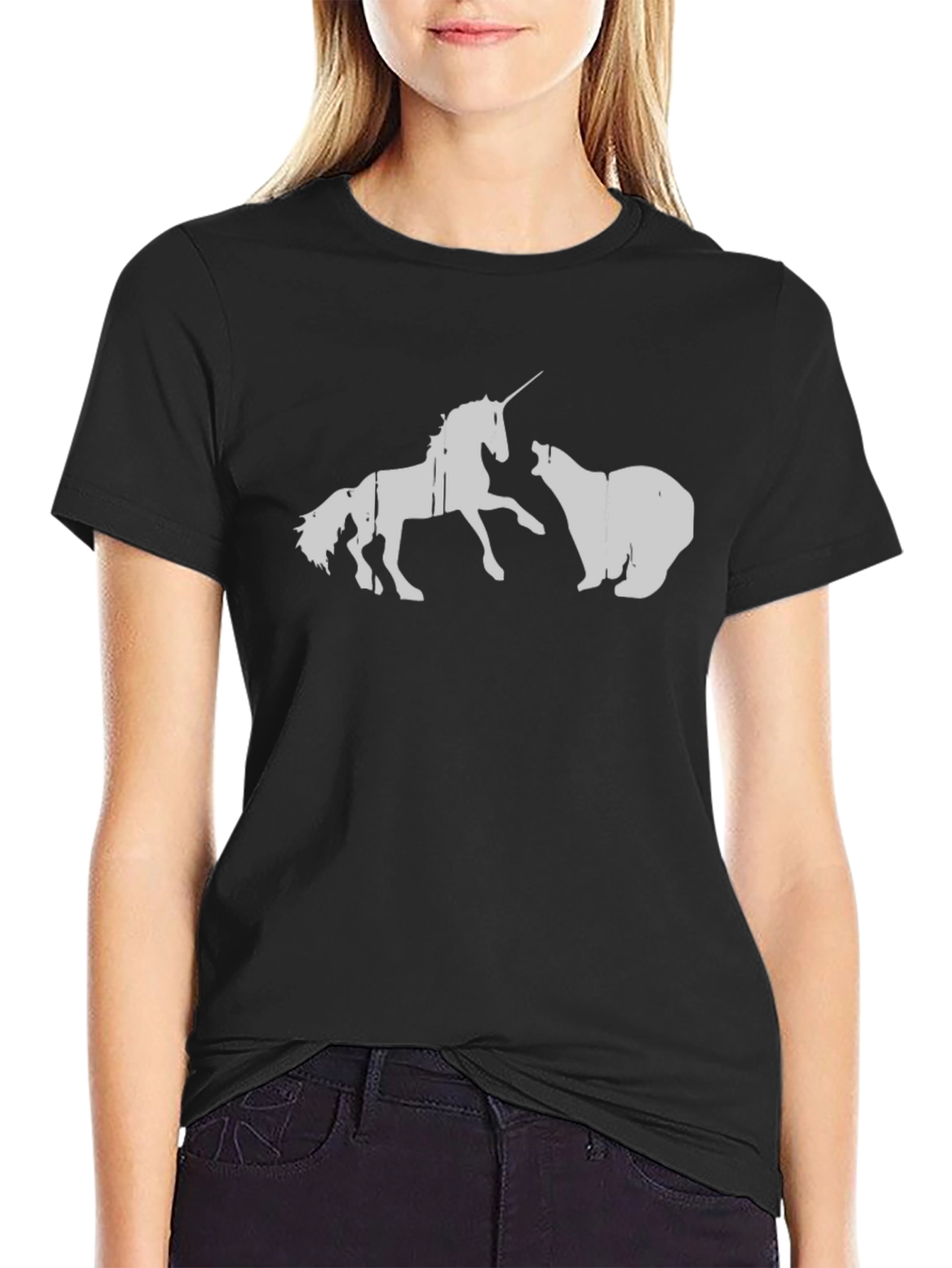Unicorn vs Bear Graphic T-Shirt