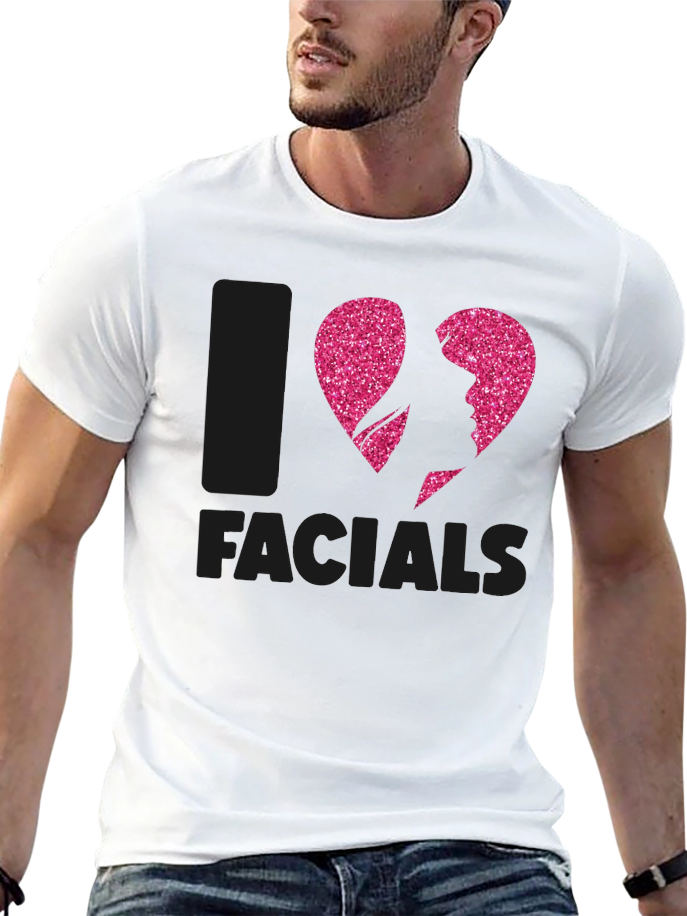 I Heart Facials T-Shirt Funny Pink Glitter Design
