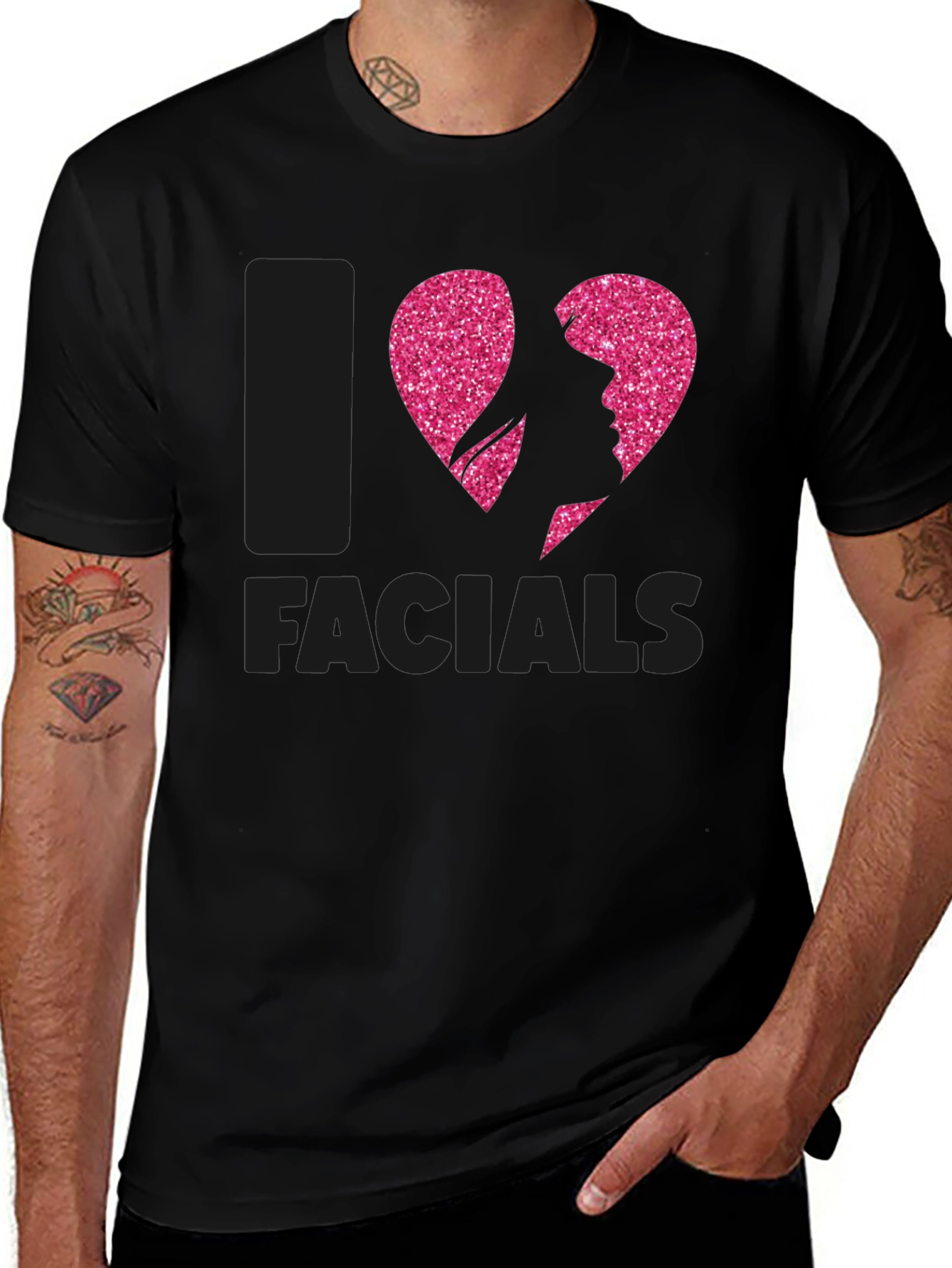 I Heart Facials T-Shirt Funny Pink Glitter Design