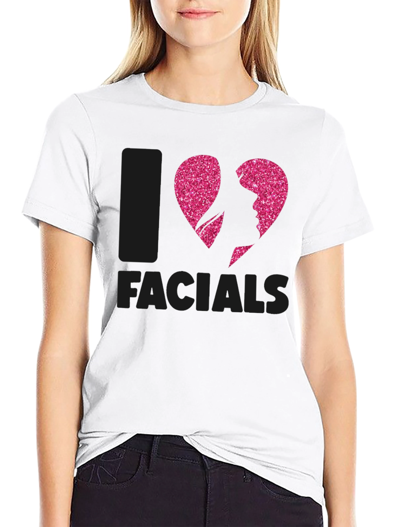 I Heart Facials T-Shirt Funny Pink Glitter Design