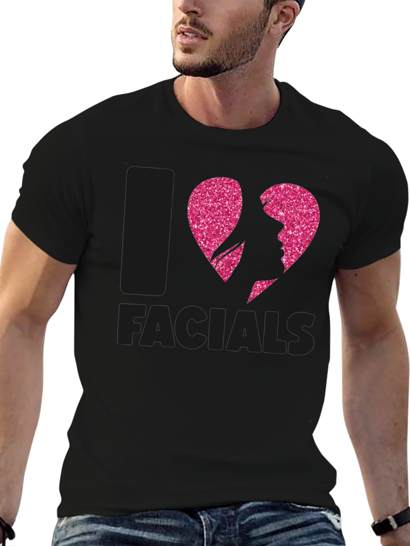 I Heart Facials T-Shirt Funny Pink Glitter Design