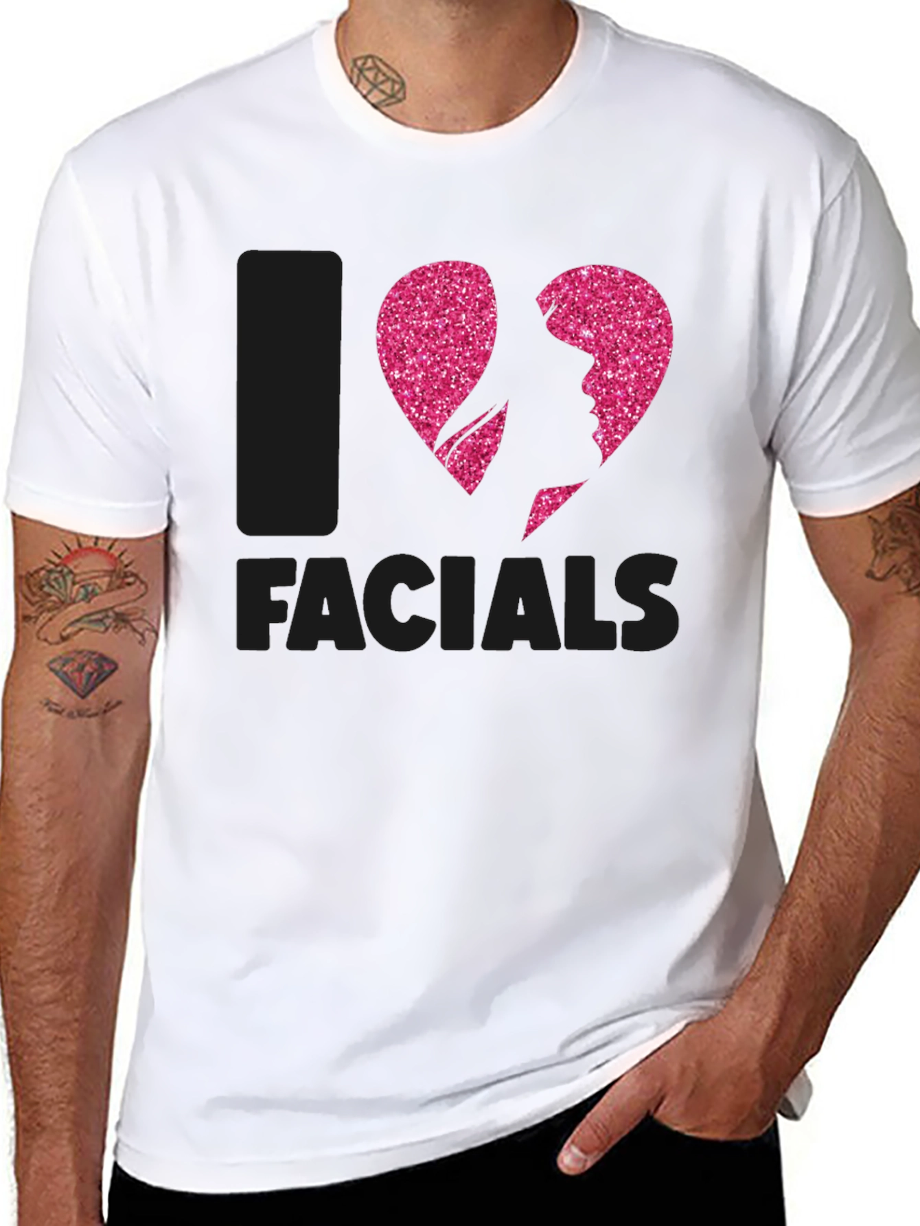 I Heart Facials T-Shirt Funny Pink Glitter Design