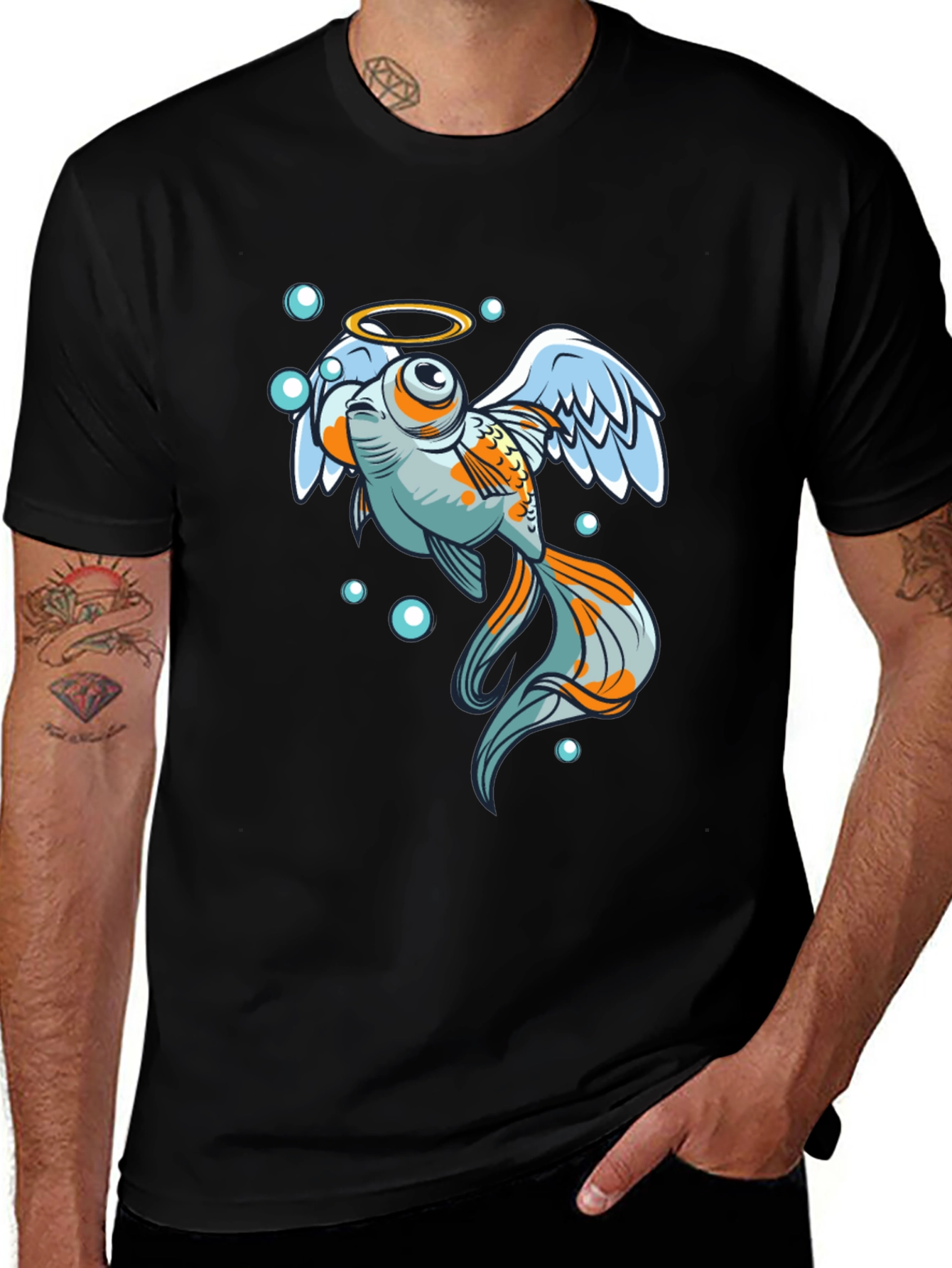 Angel Fish Graphic Tee - Black