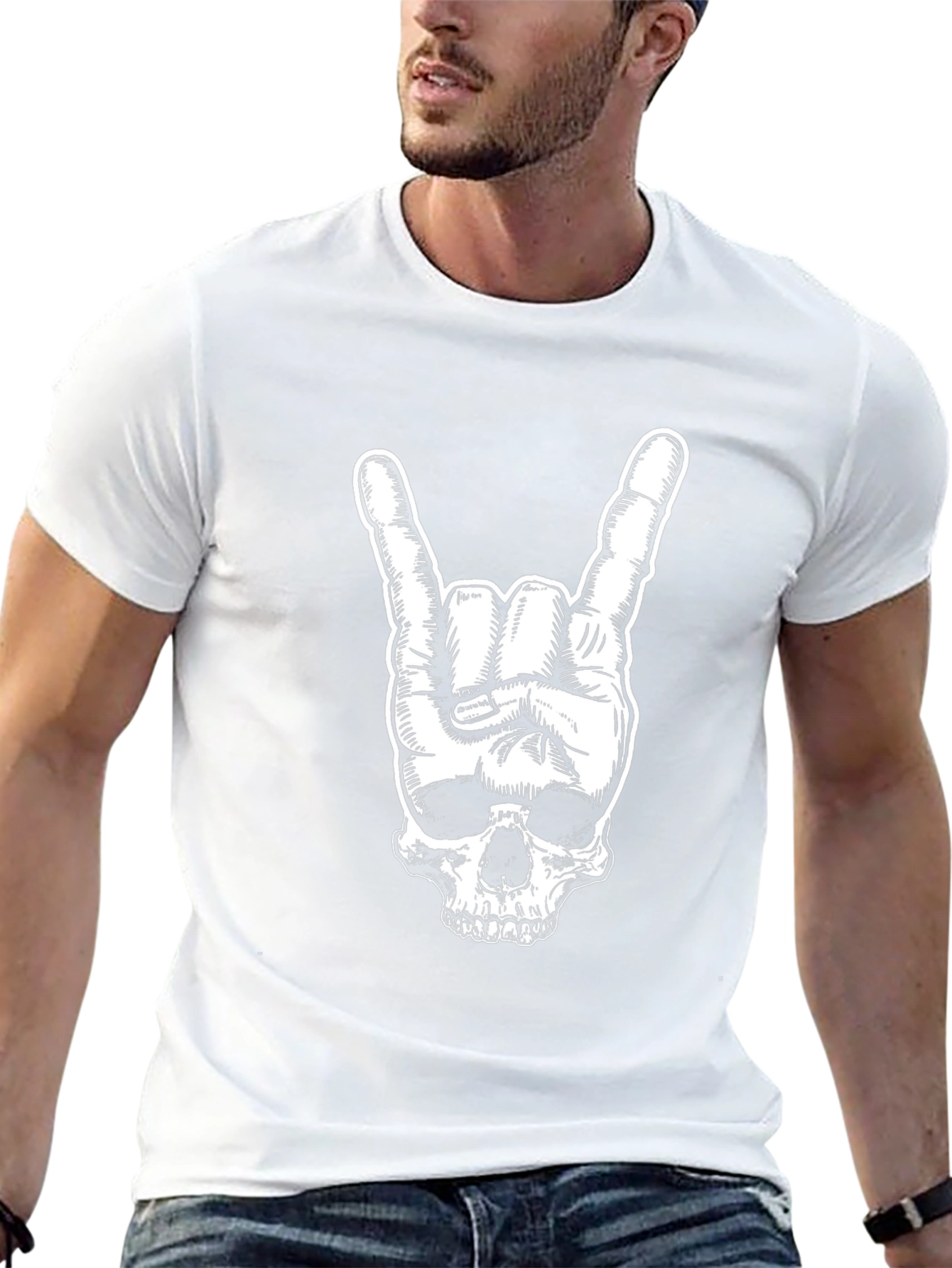 Rock On Skull Graphic Tee - Black