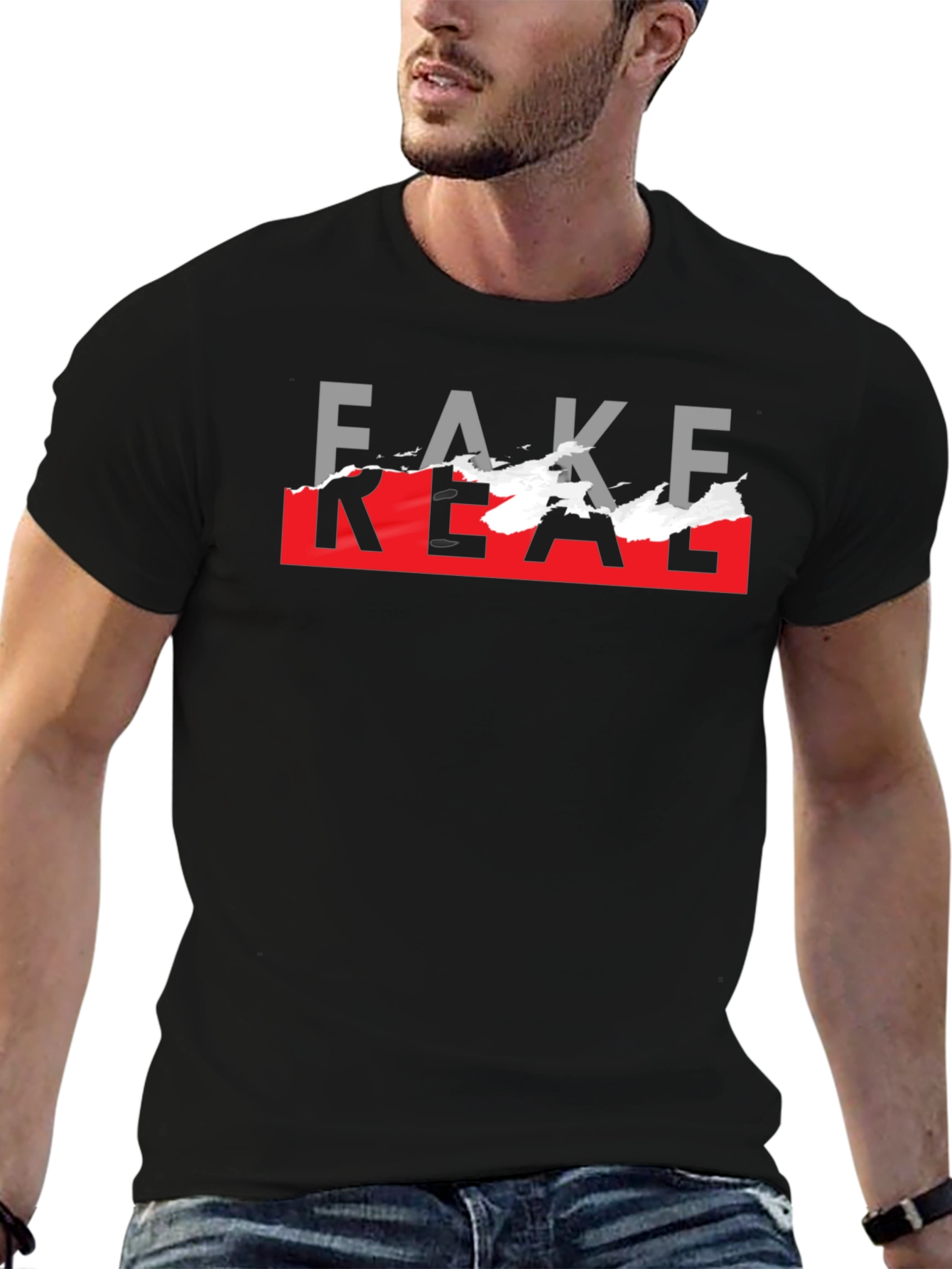 Fake Real Graphic T-Shirt - Trendy Streetwear