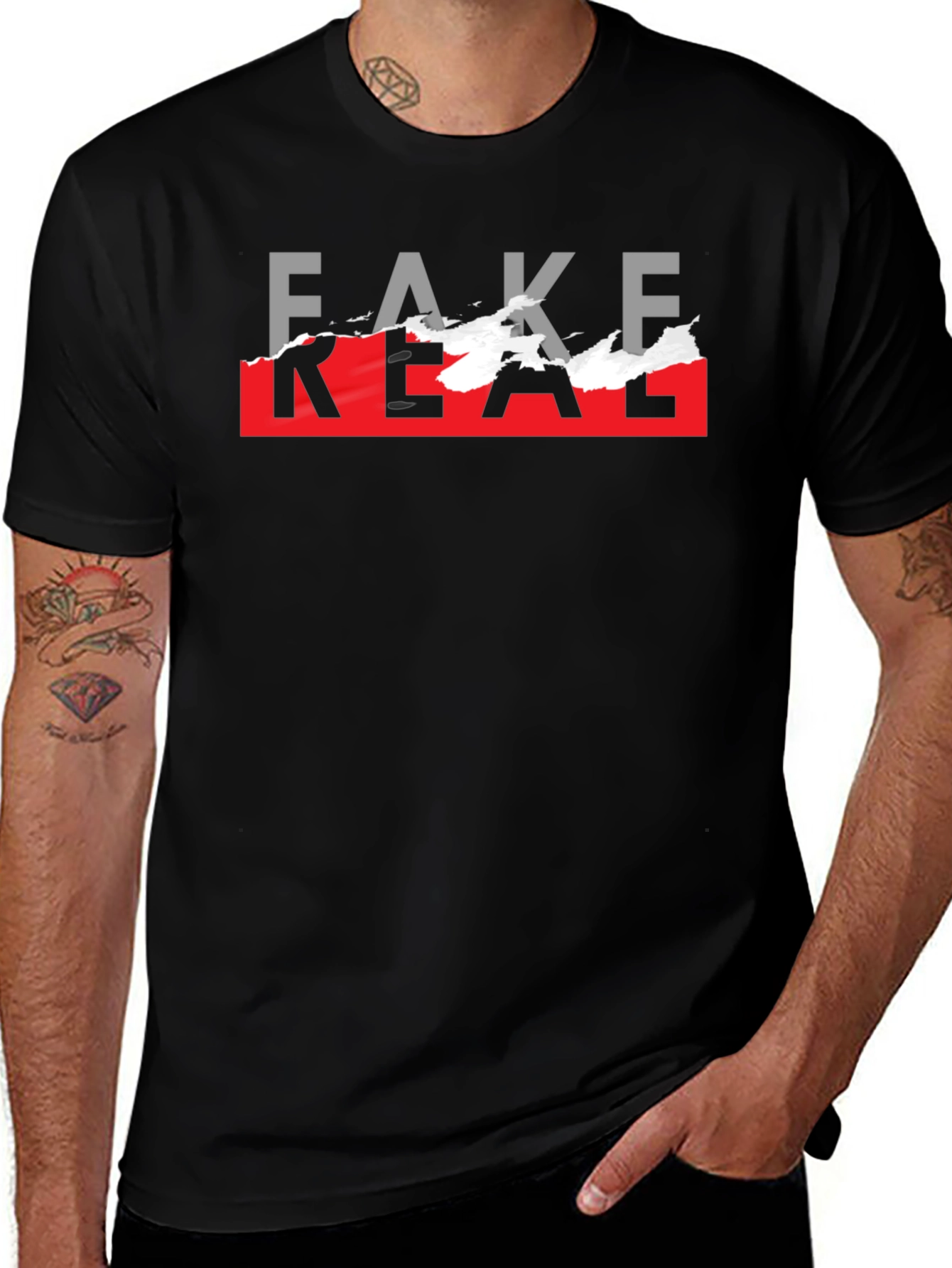 Fake Real Graphic T-Shirt - Trendy Streetwear