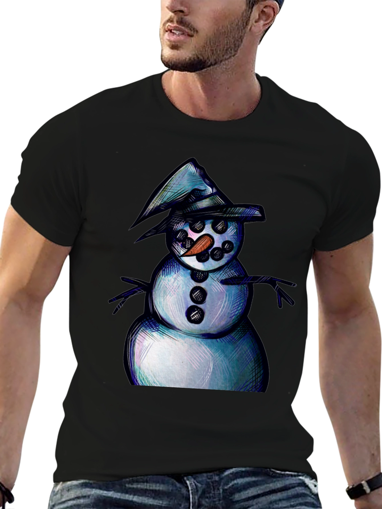 Whimsical Snowman Graphic T-Shirt