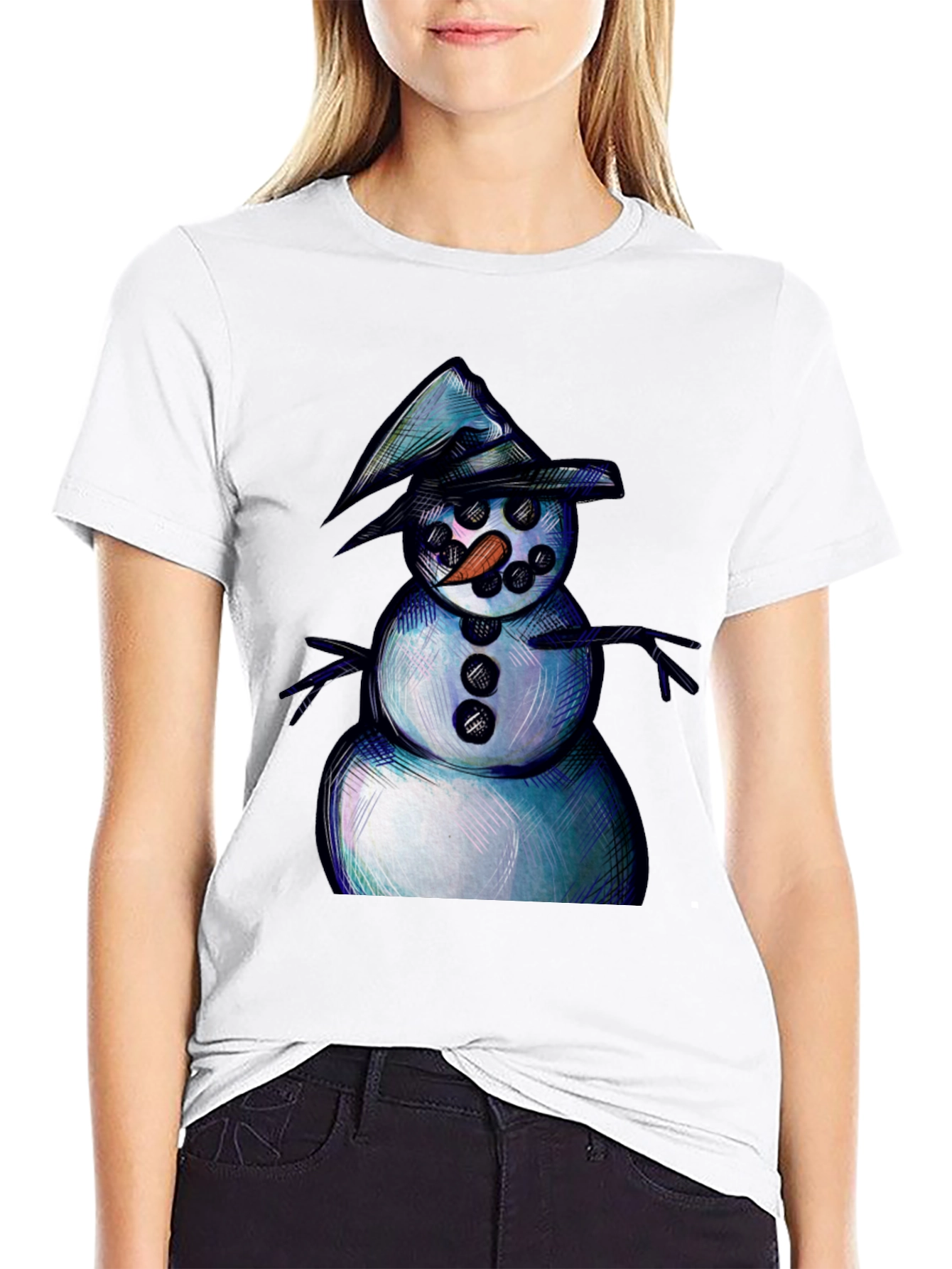 Whimsical Snowman Graphic T-Shirt