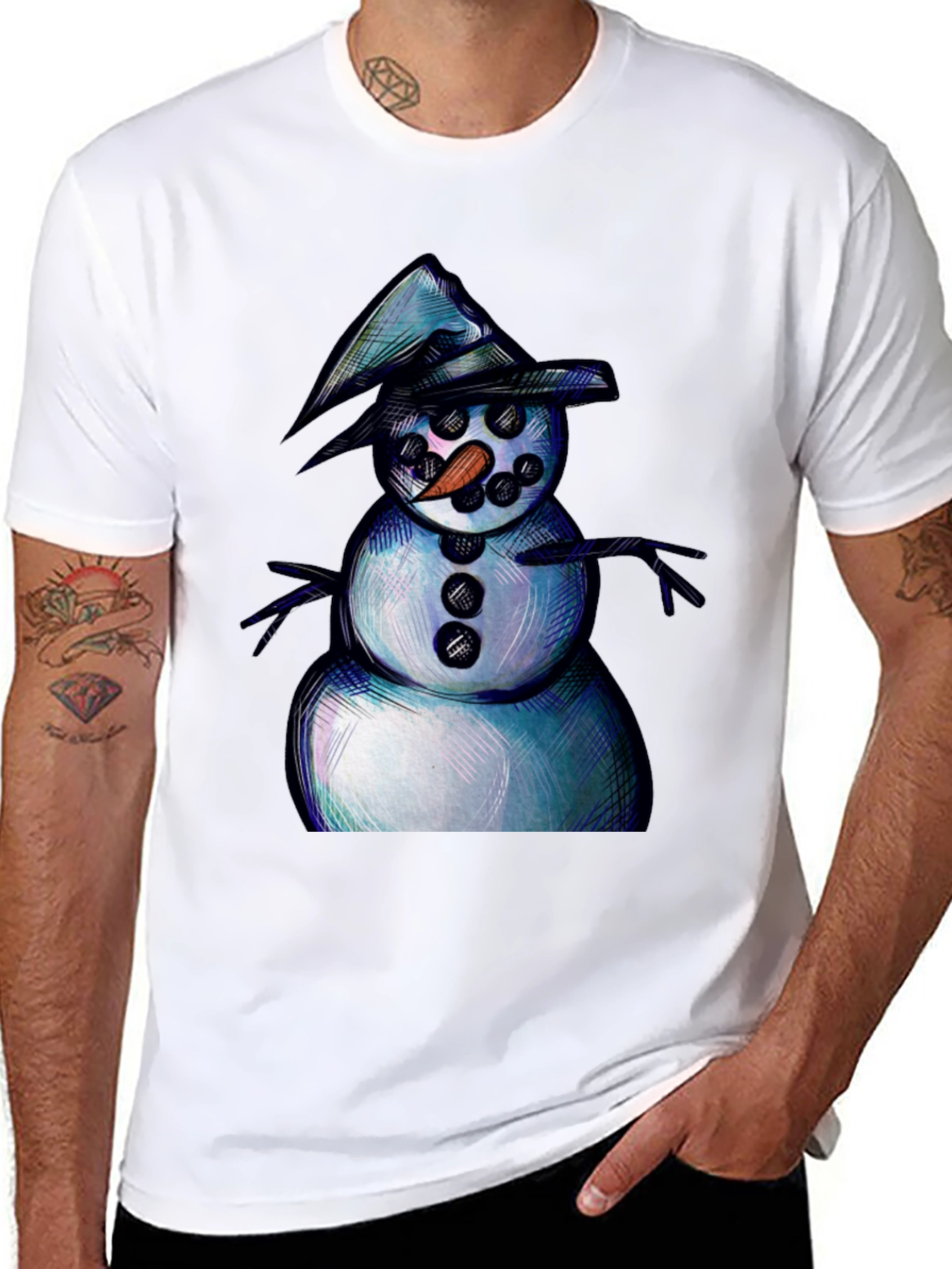 Whimsical Snowman Graphic T-Shirt