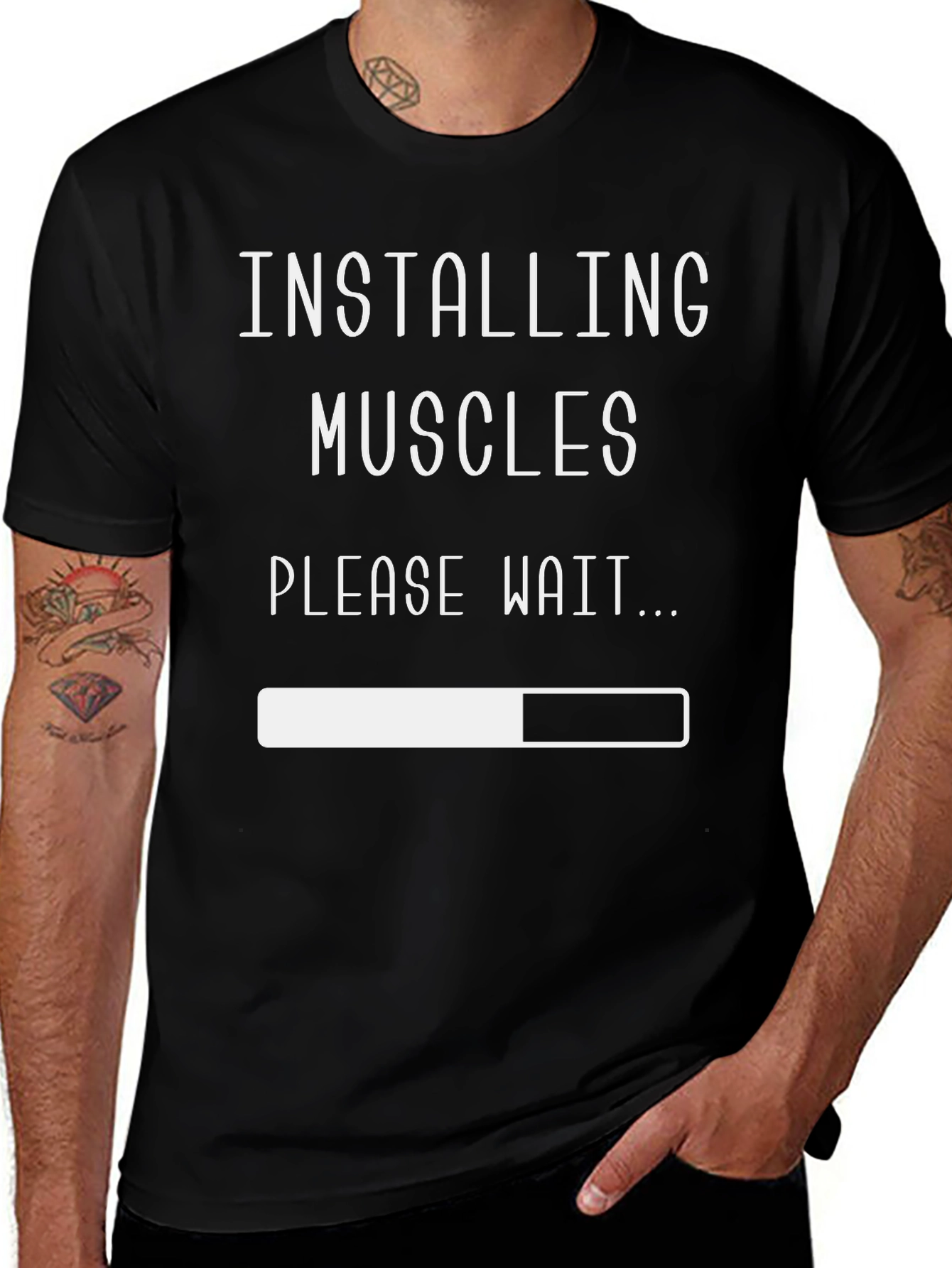 Installing Muscles Graphic T-Shirt - Funny Workout Tee