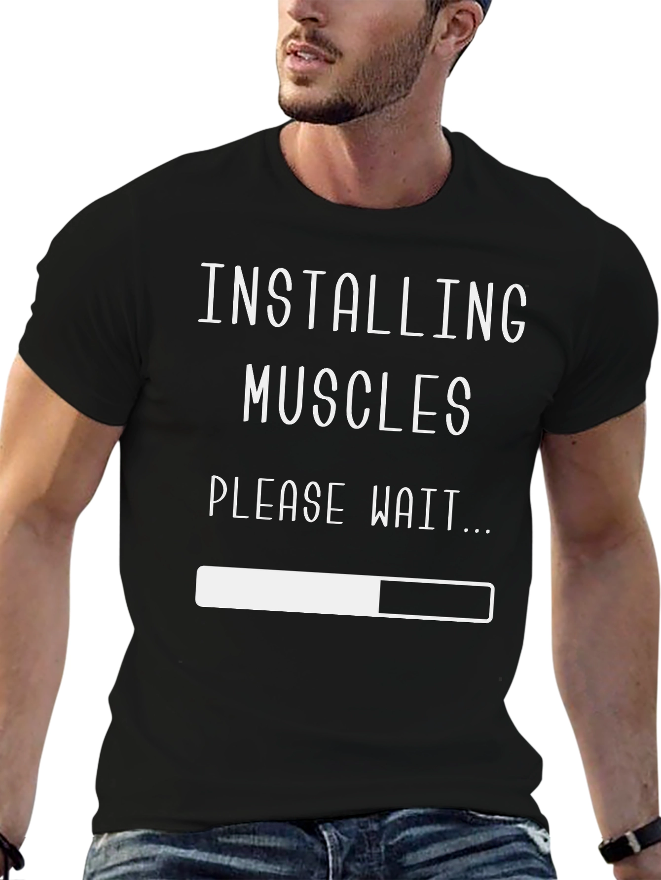 Installing Muscles Graphic T-Shirt - Funny Workout Tee