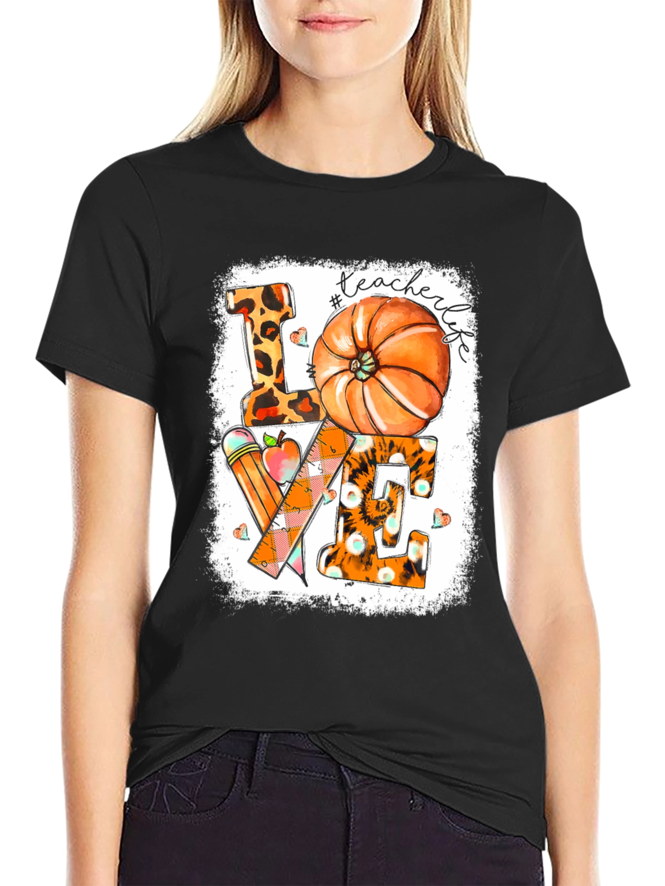 Teacher Life Fall Pumpkin Graphic Tee