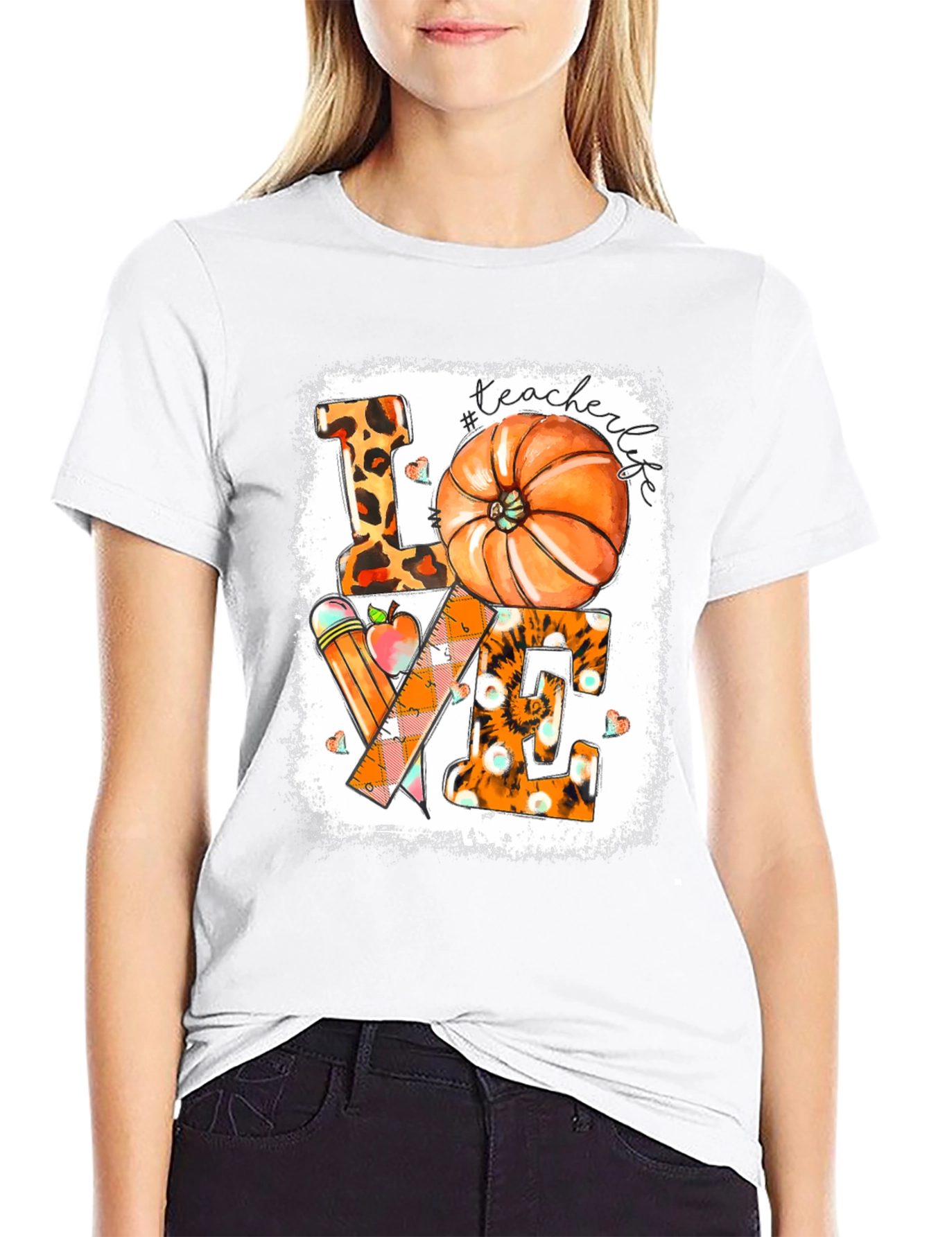 Teacher Life Fall Pumpkin Graphic Tee