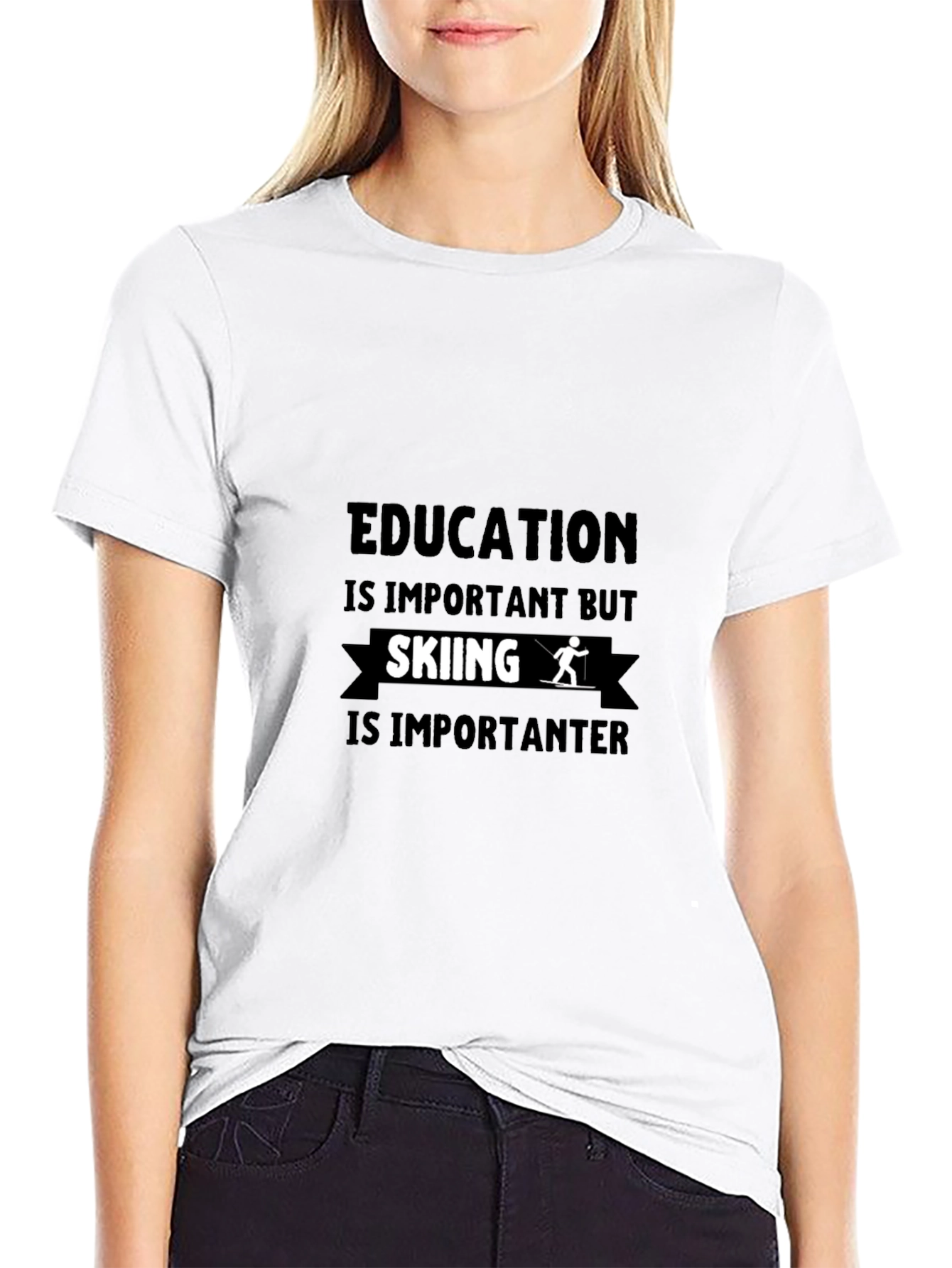 Funny Skiing Lover Black T-Shirt