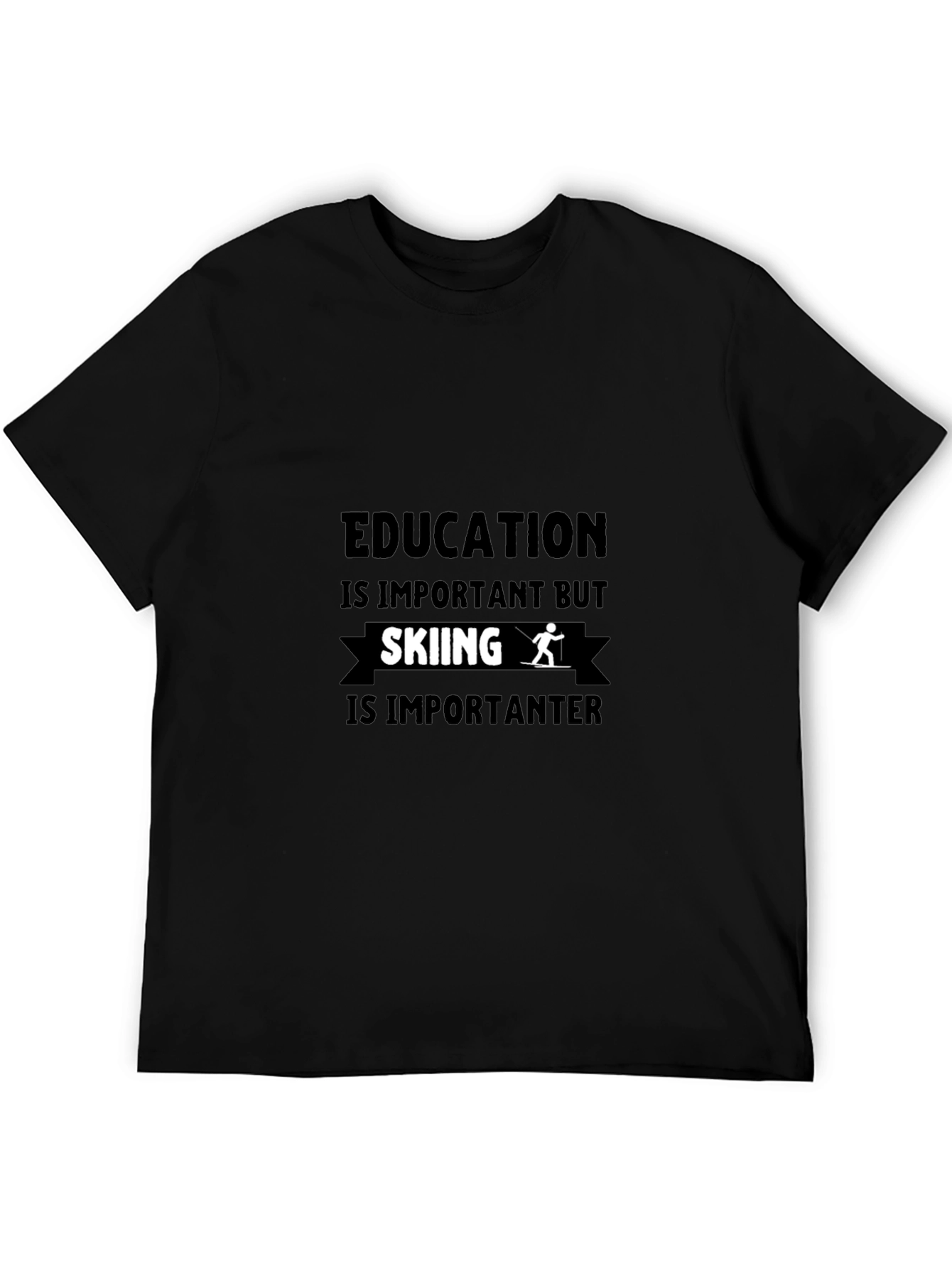 Funny Skiing Lover Black T-Shirt
