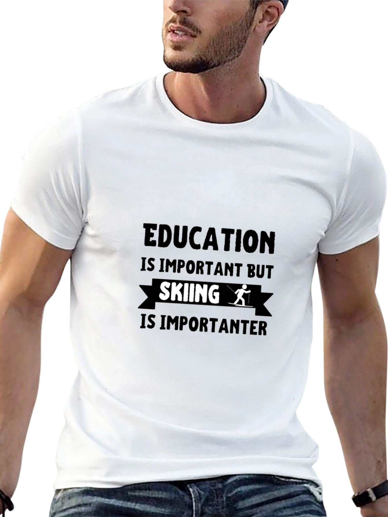 Funny Skiing Lover Black T-Shirt