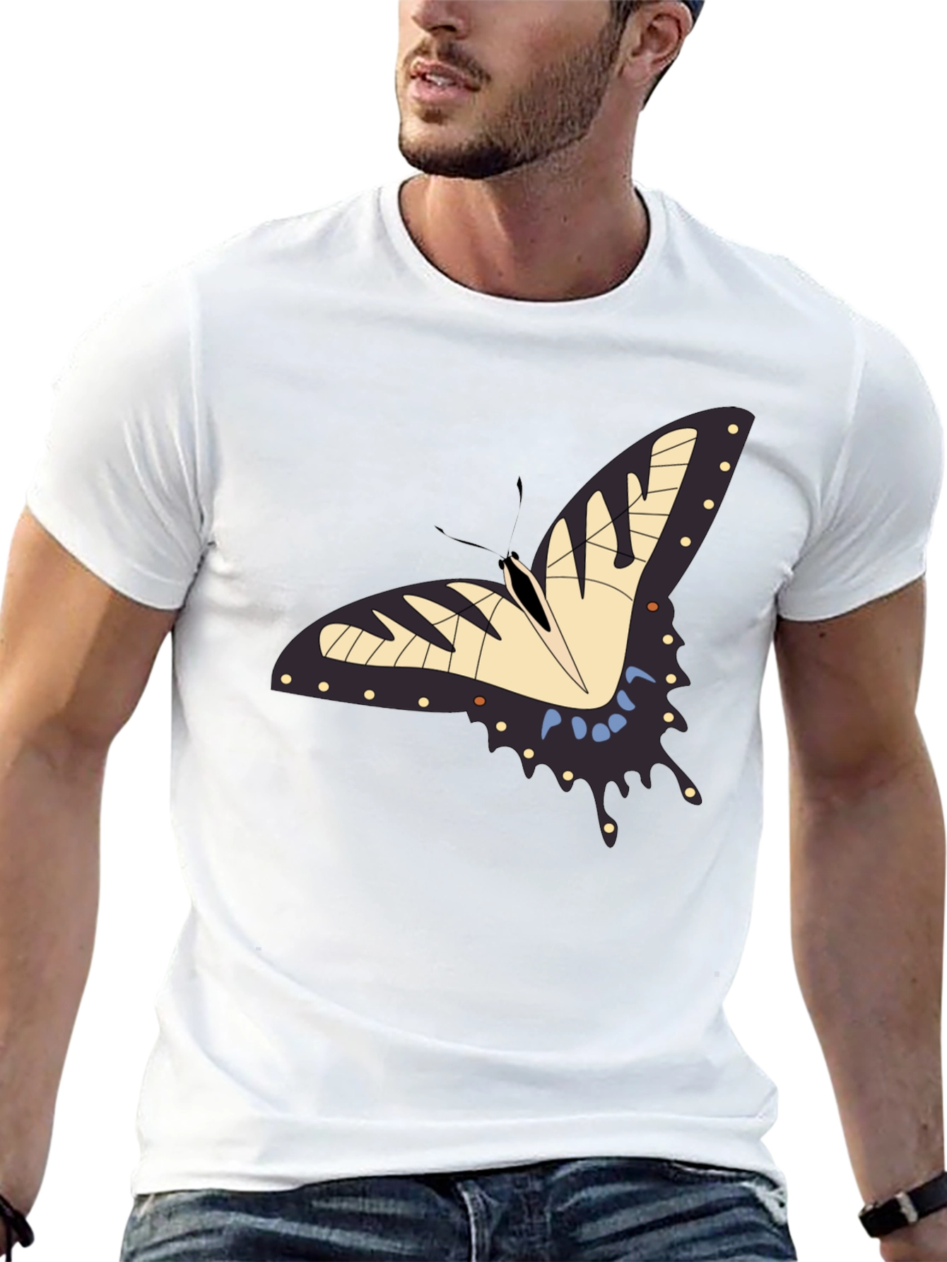 Butterfly Graphic Black T-Shirt - Nature Lover Tee