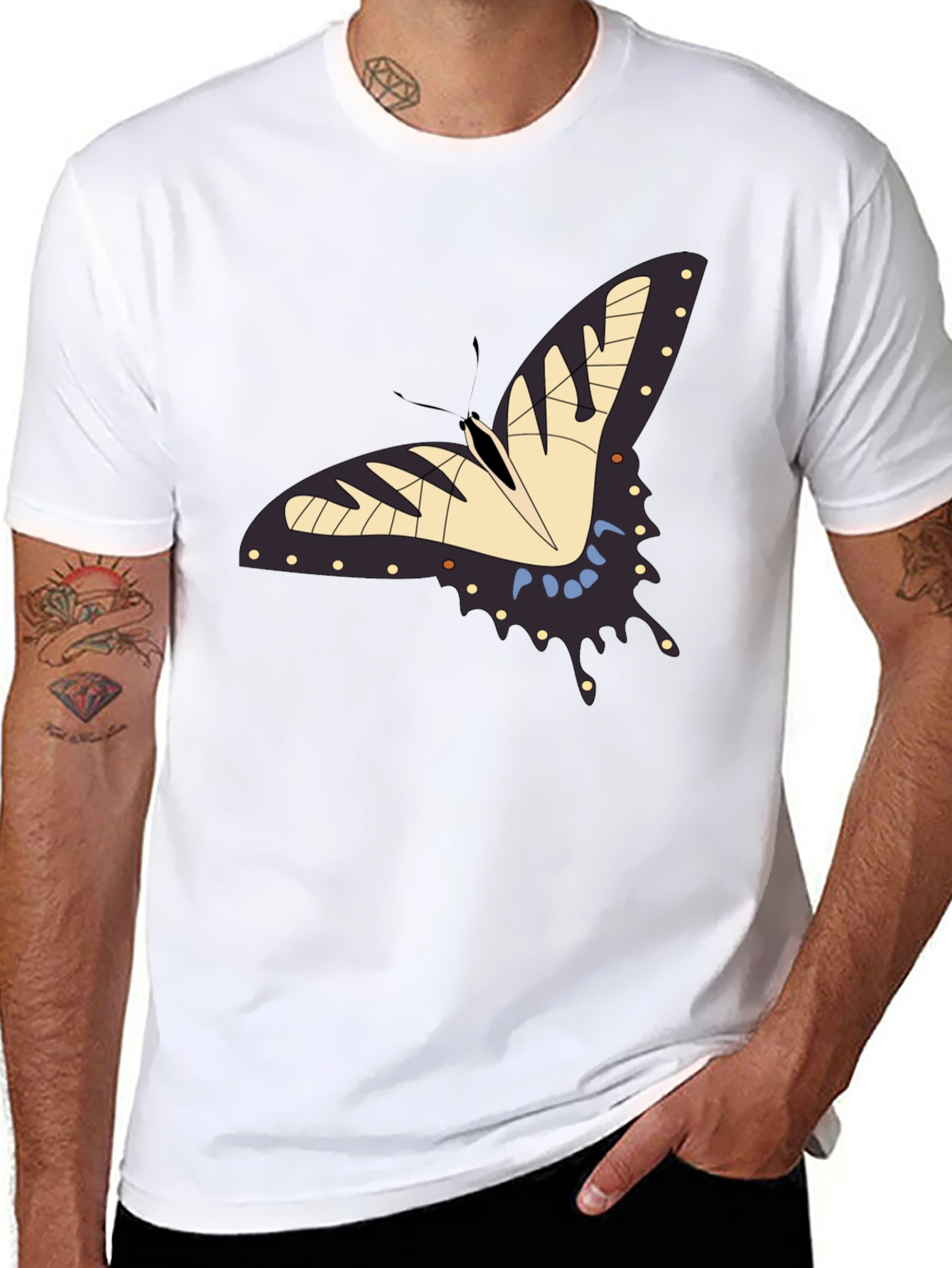 Butterfly Graphic Black T-Shirt - Nature Lover Tee