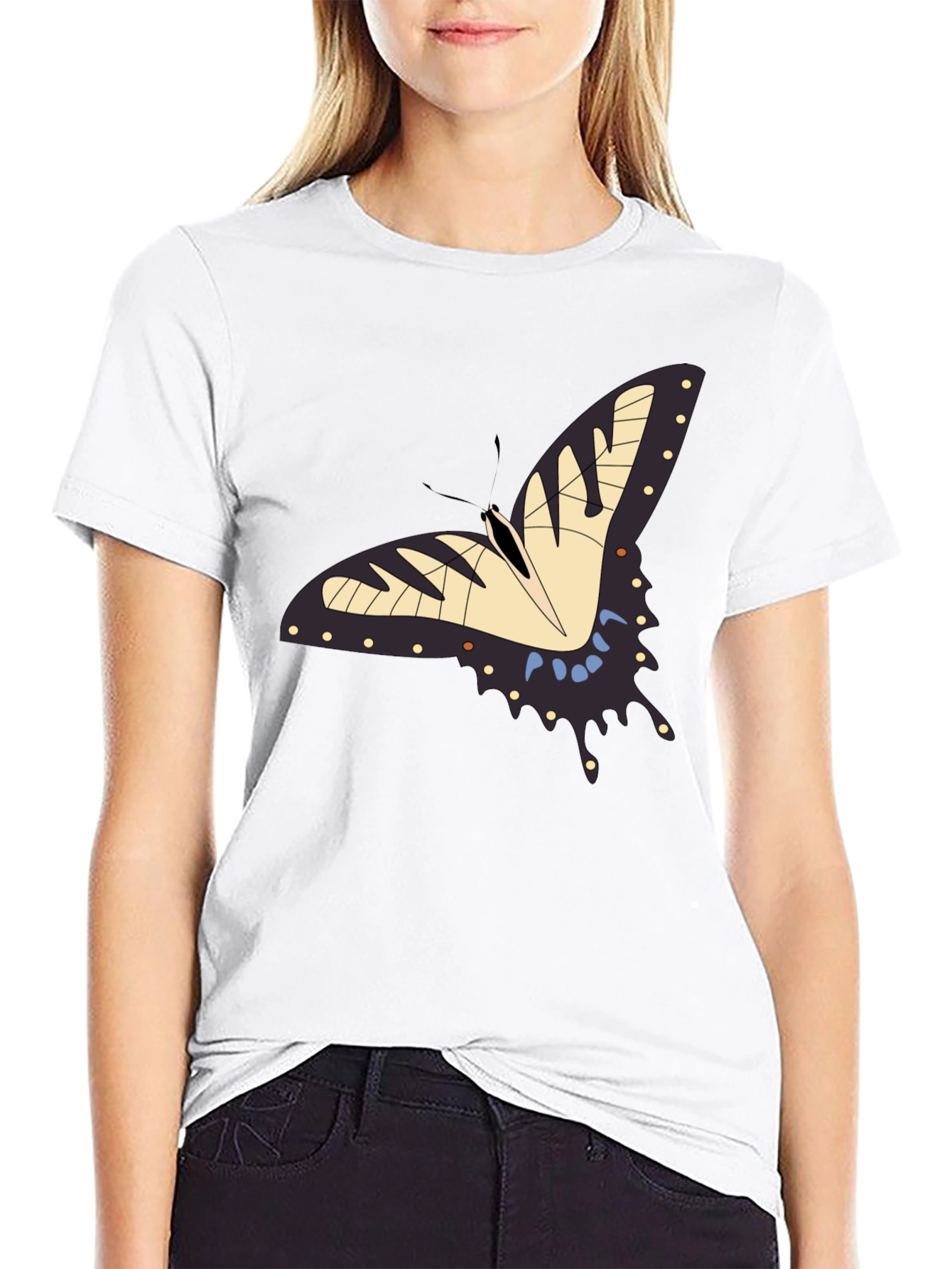 Butterfly Graphic Black T-Shirt - Nature Lover Tee