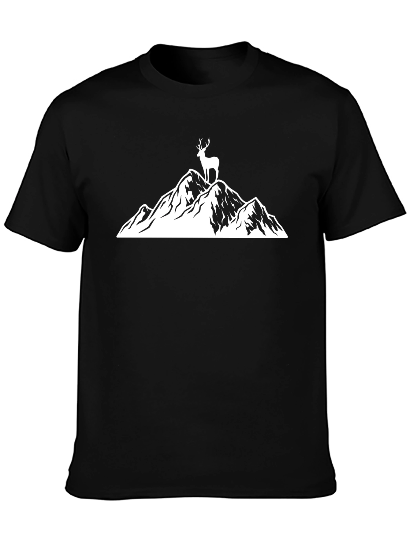 Deer Mountain Graphic Tee - Nature Inspired Black T-Shirt