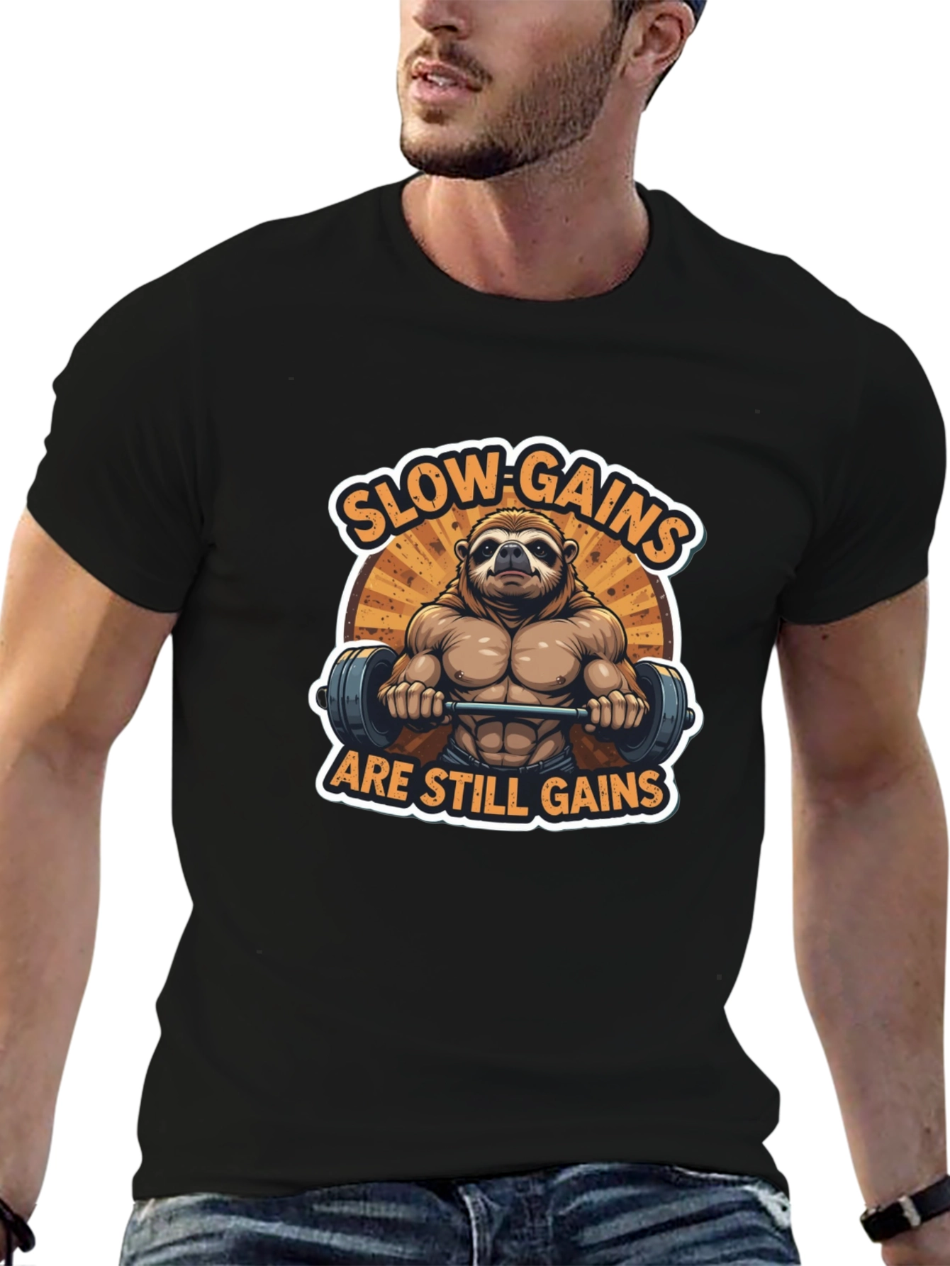 Slow Gains Still Gains Sloth Graphic Tee