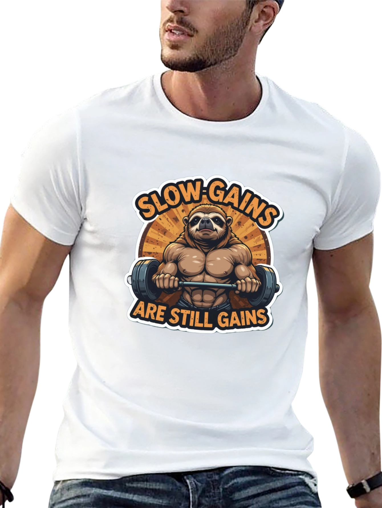 Slow Gains Still Gains Sloth Graphic Tee