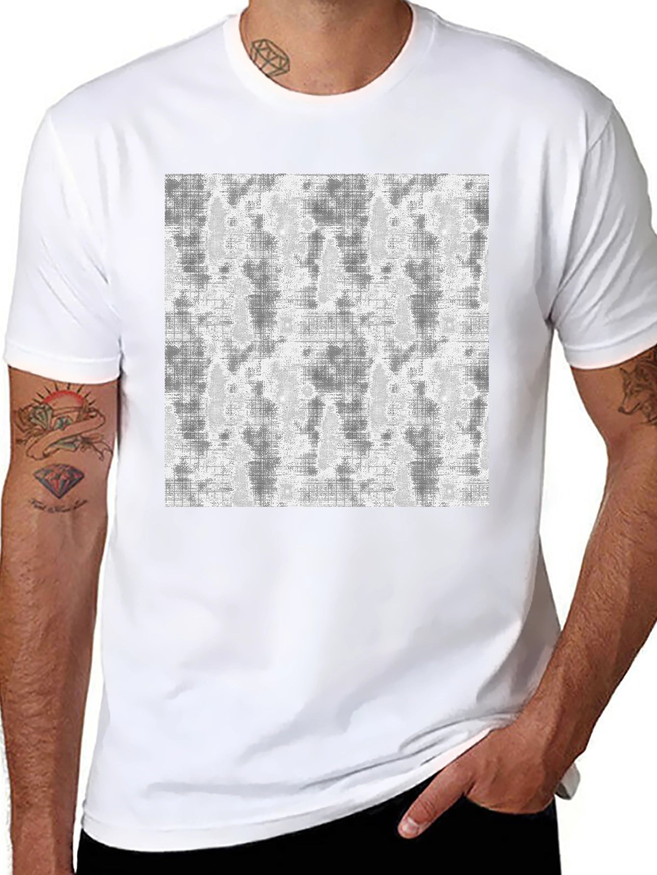 Abstract Print Black Tee - Modern Casual Wear