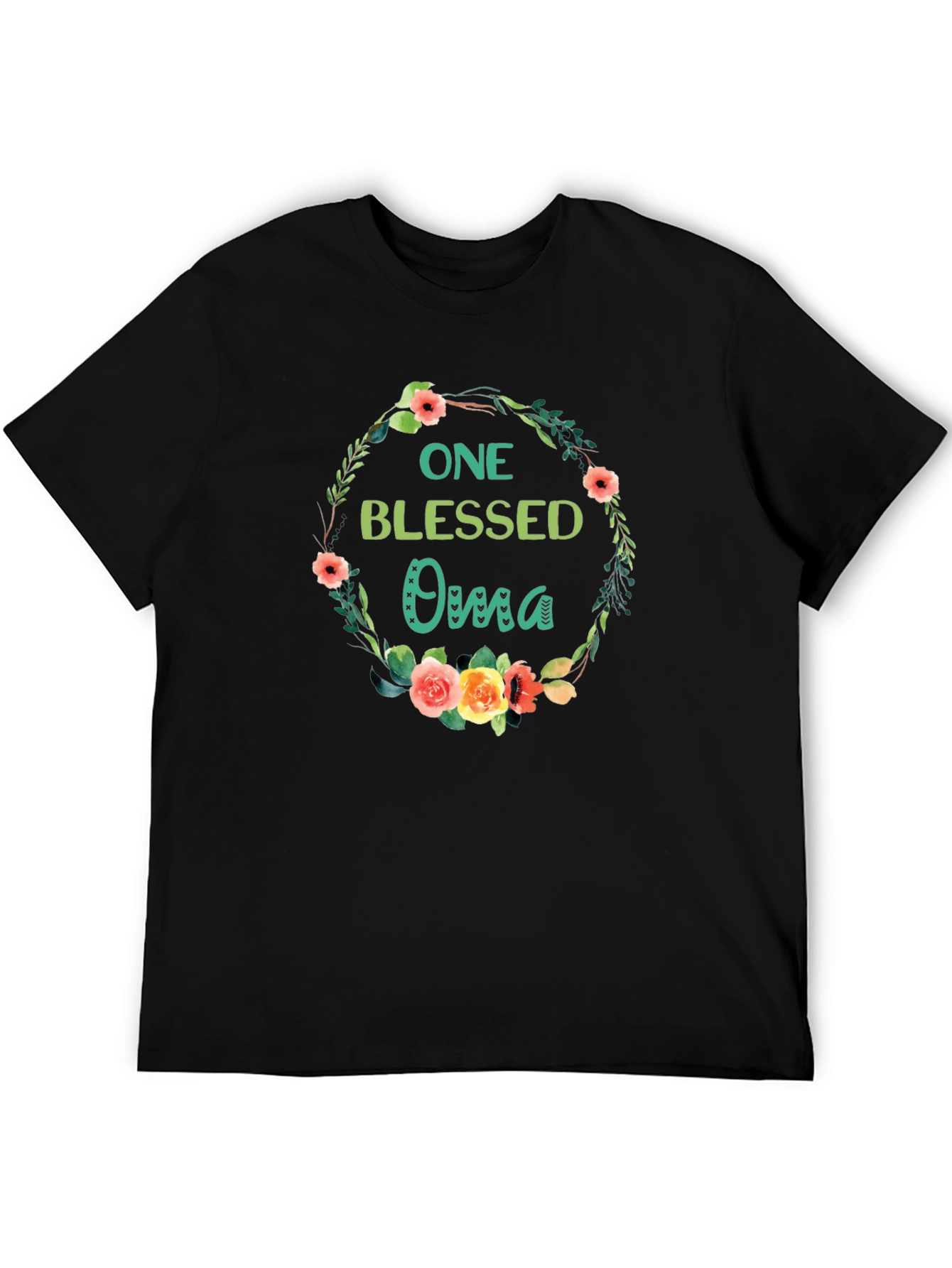 One Blessed Oma T-Shirt Floral Wreath