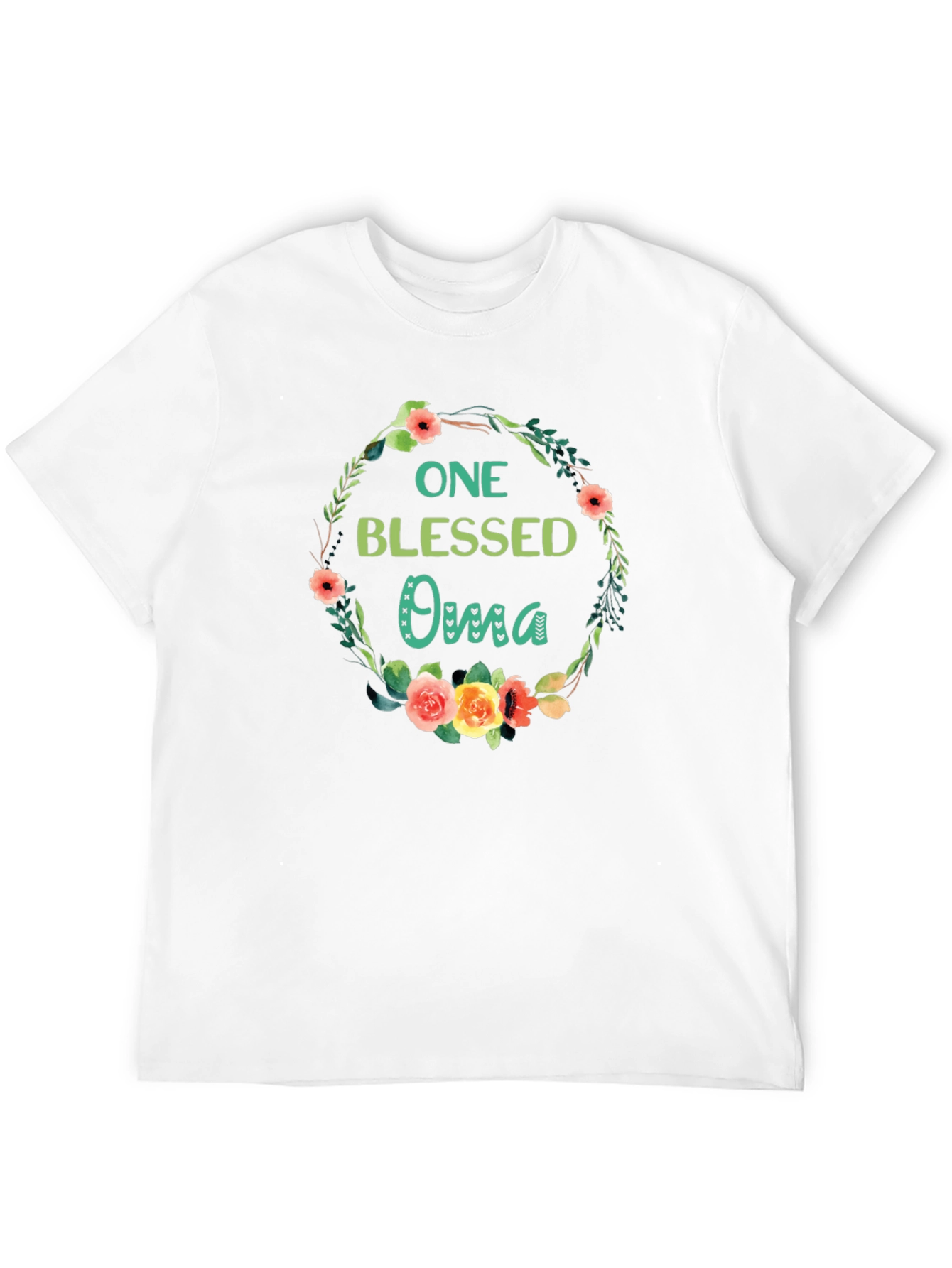 One Blessed Oma T-Shirt Floral Wreath