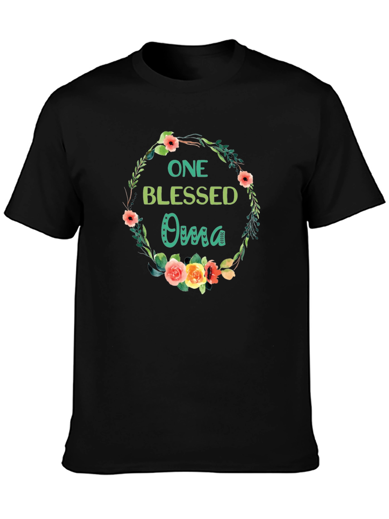 One Blessed Oma T-Shirt Floral Wreath