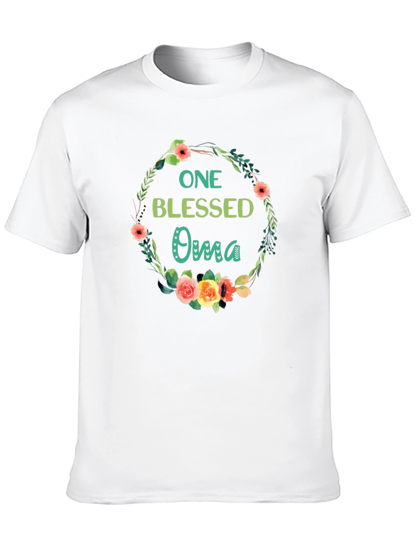 One Blessed Oma T-Shirt Floral Wreath