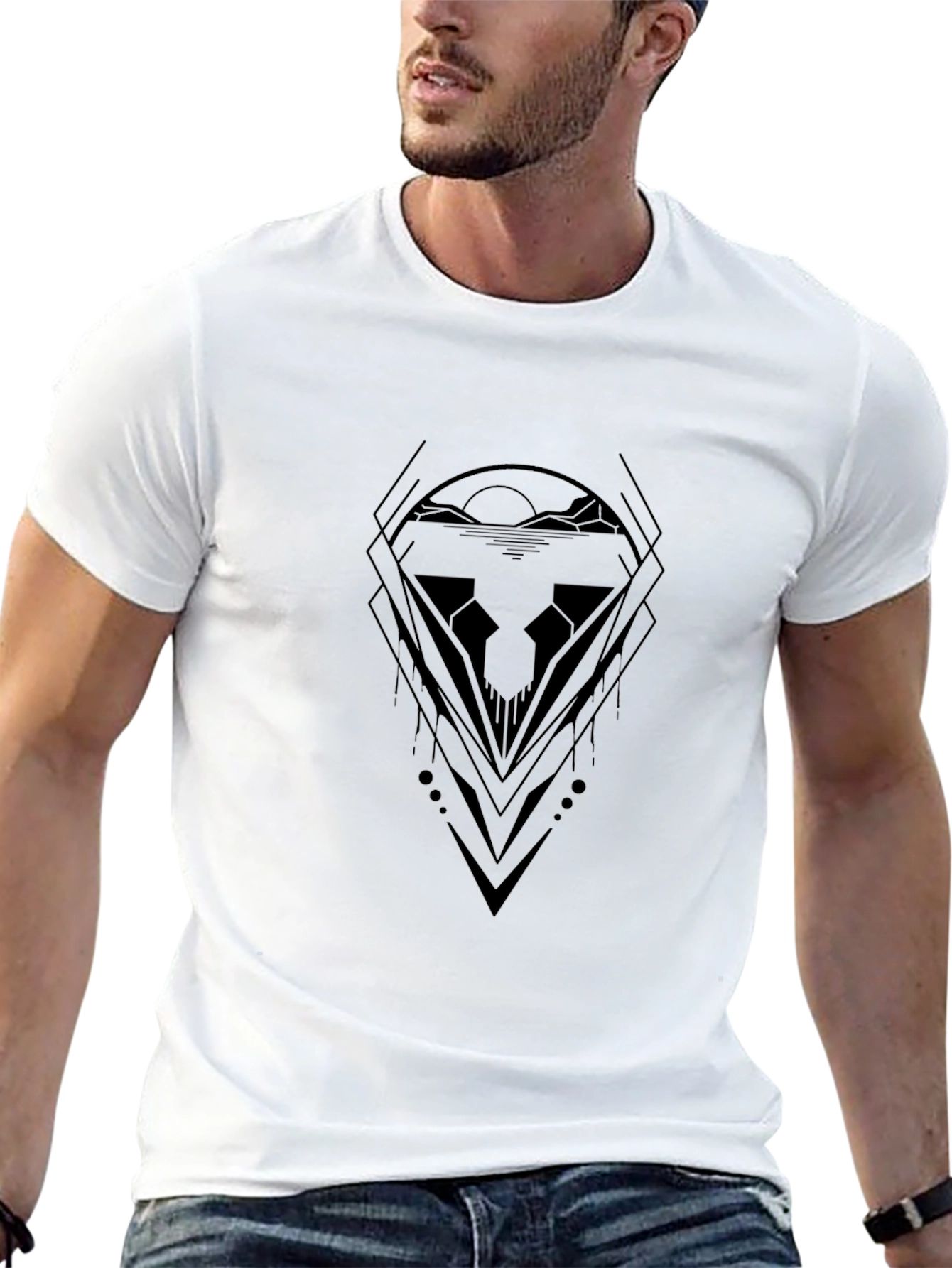 Abstract Graphic Tee - Black Minimalist Design