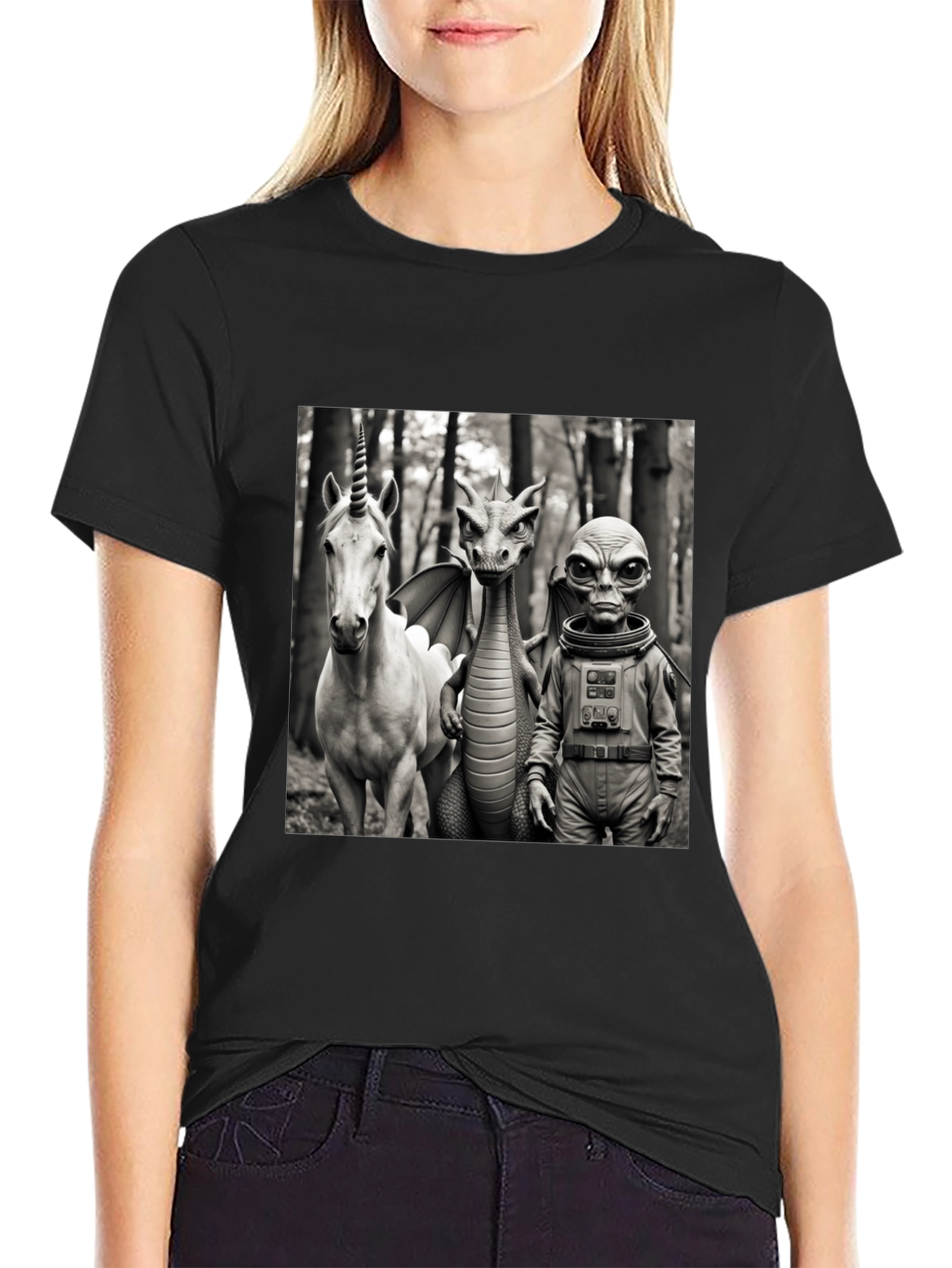 Unicorn Dragon & Alien Graphic Tee
