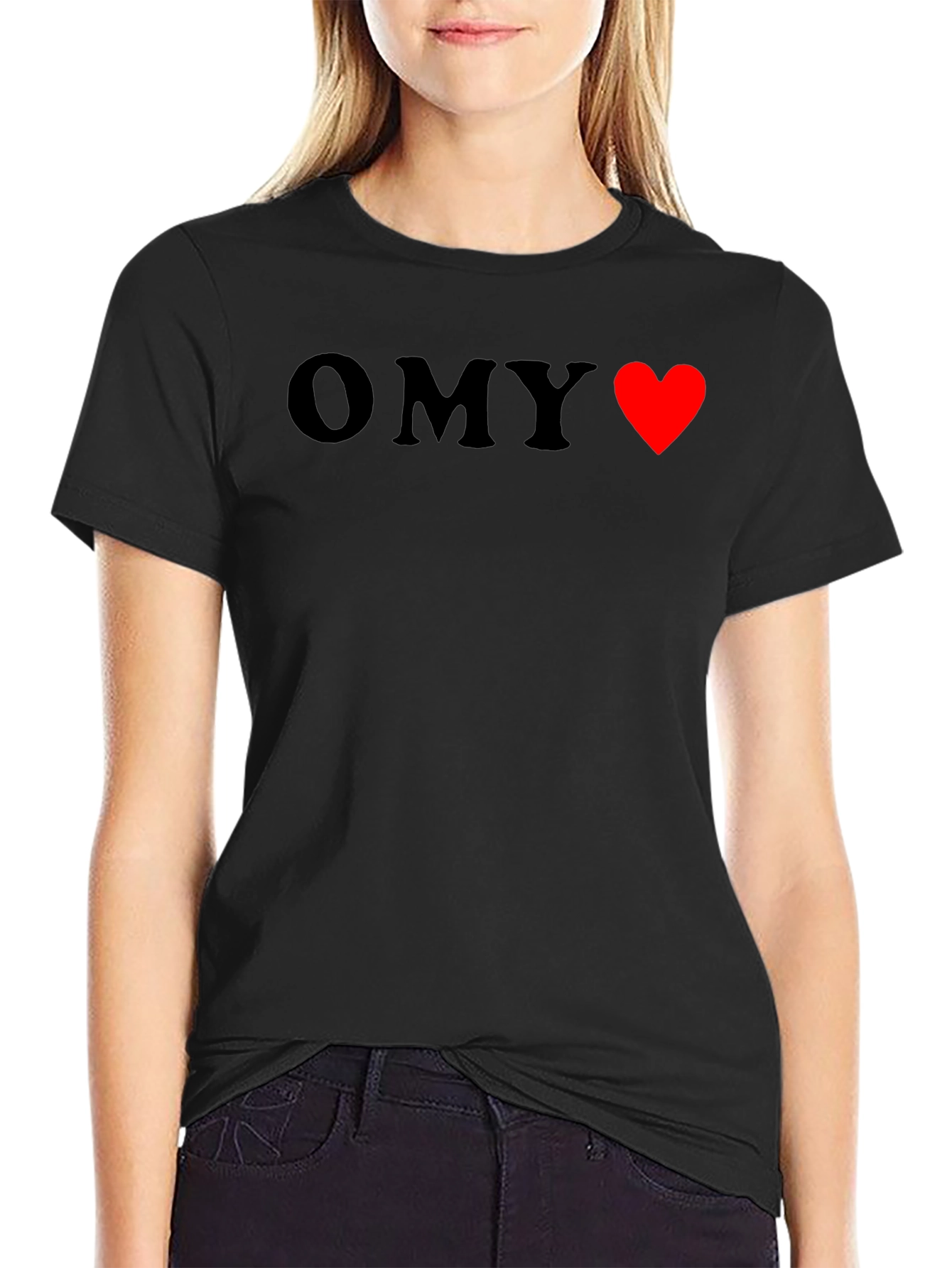 OMY Heart Graphic Black T-Shirt