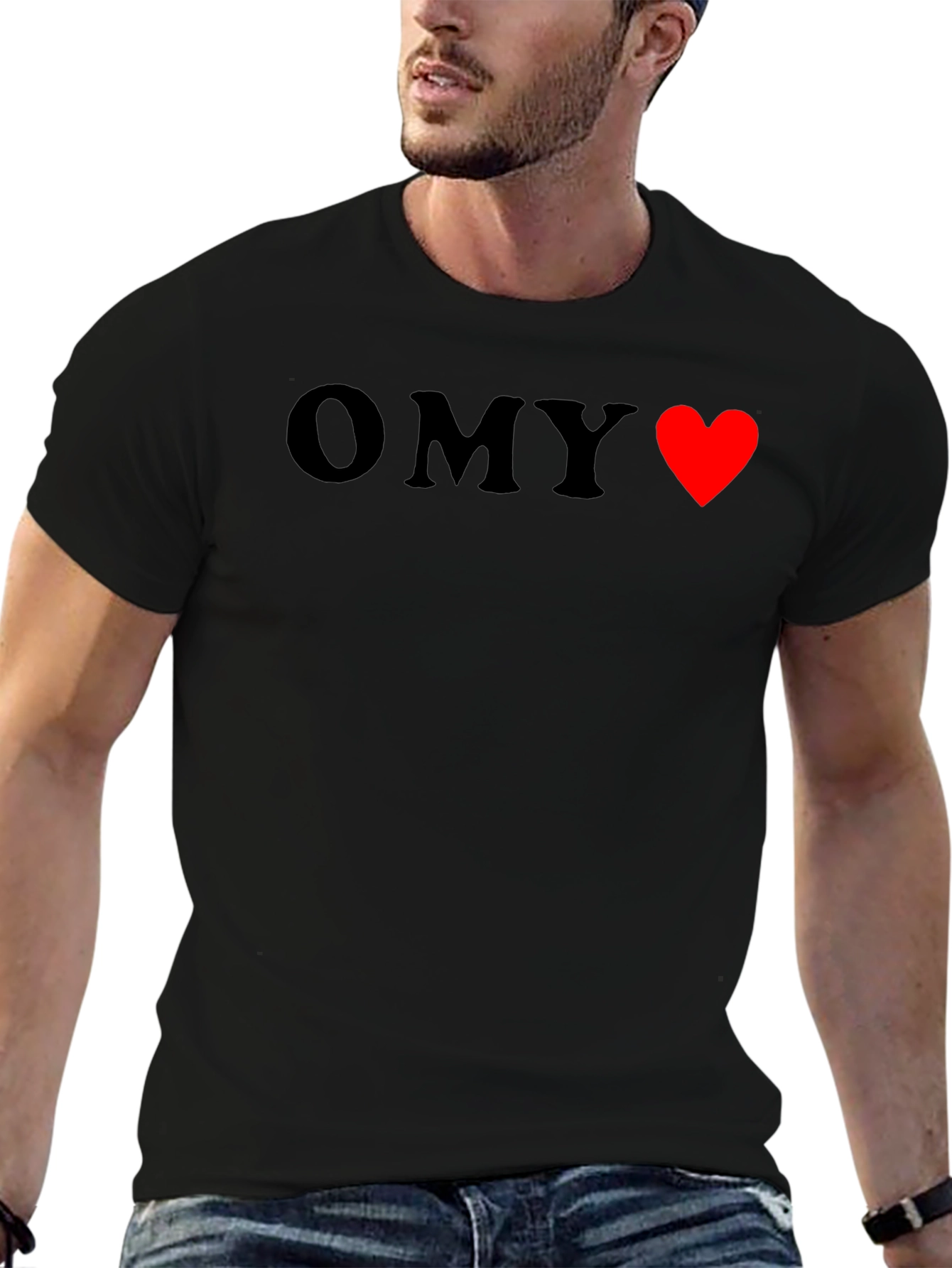 OMY Heart Graphic Black T-Shirt