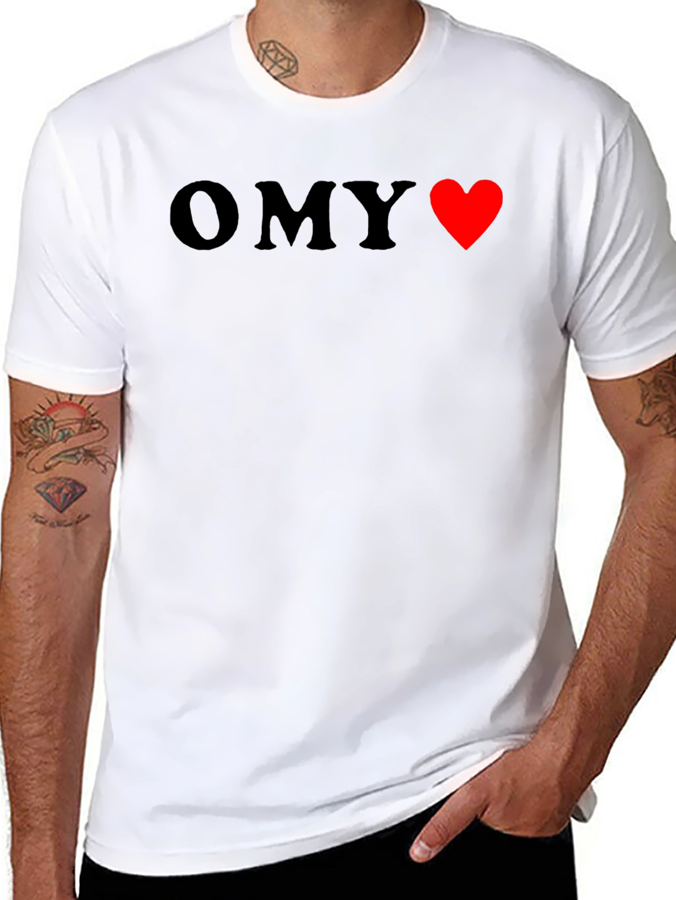 OMY Heart Graphic Black T-Shirt
