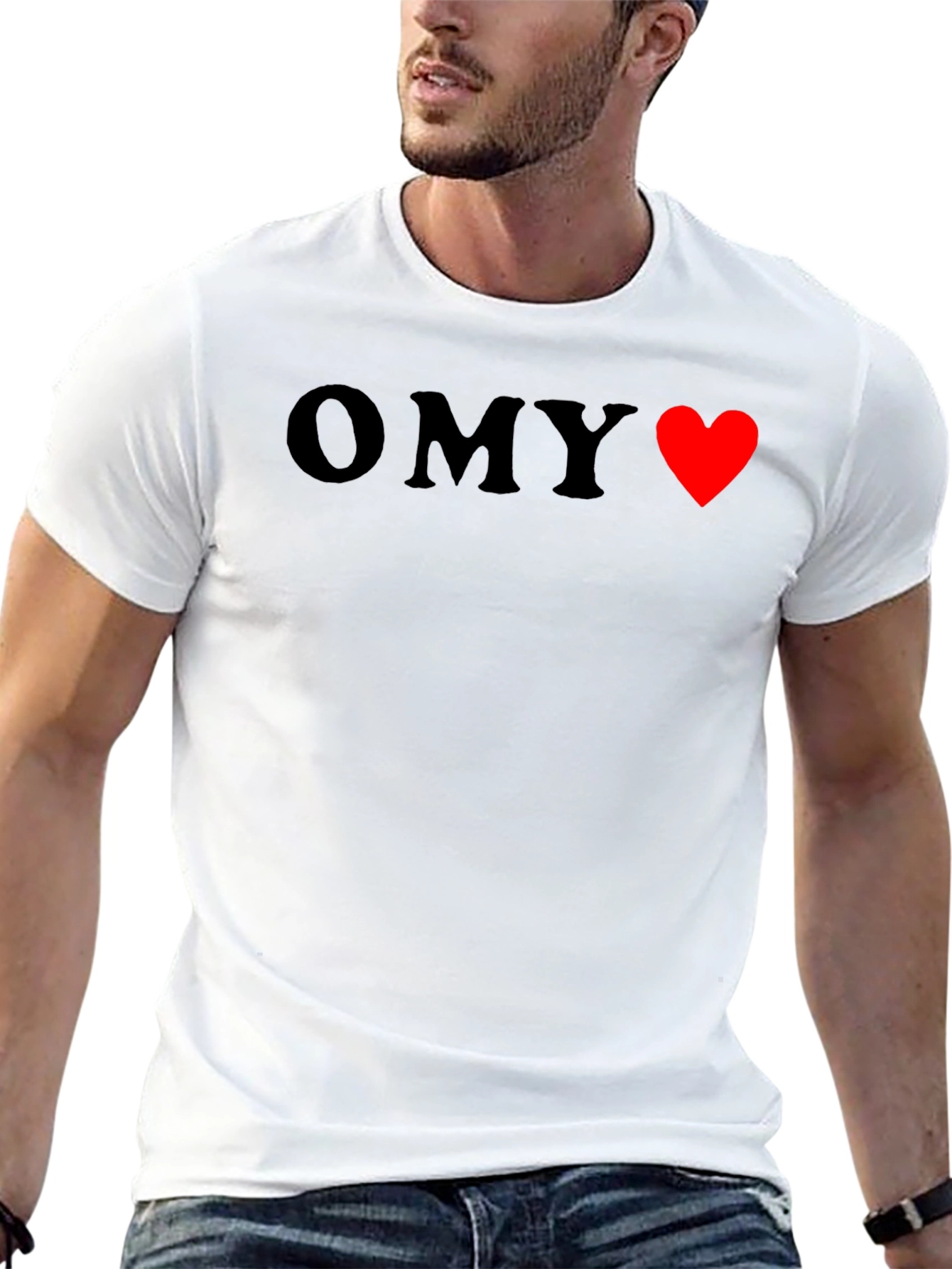 OMY Heart Graphic Black T-Shirt