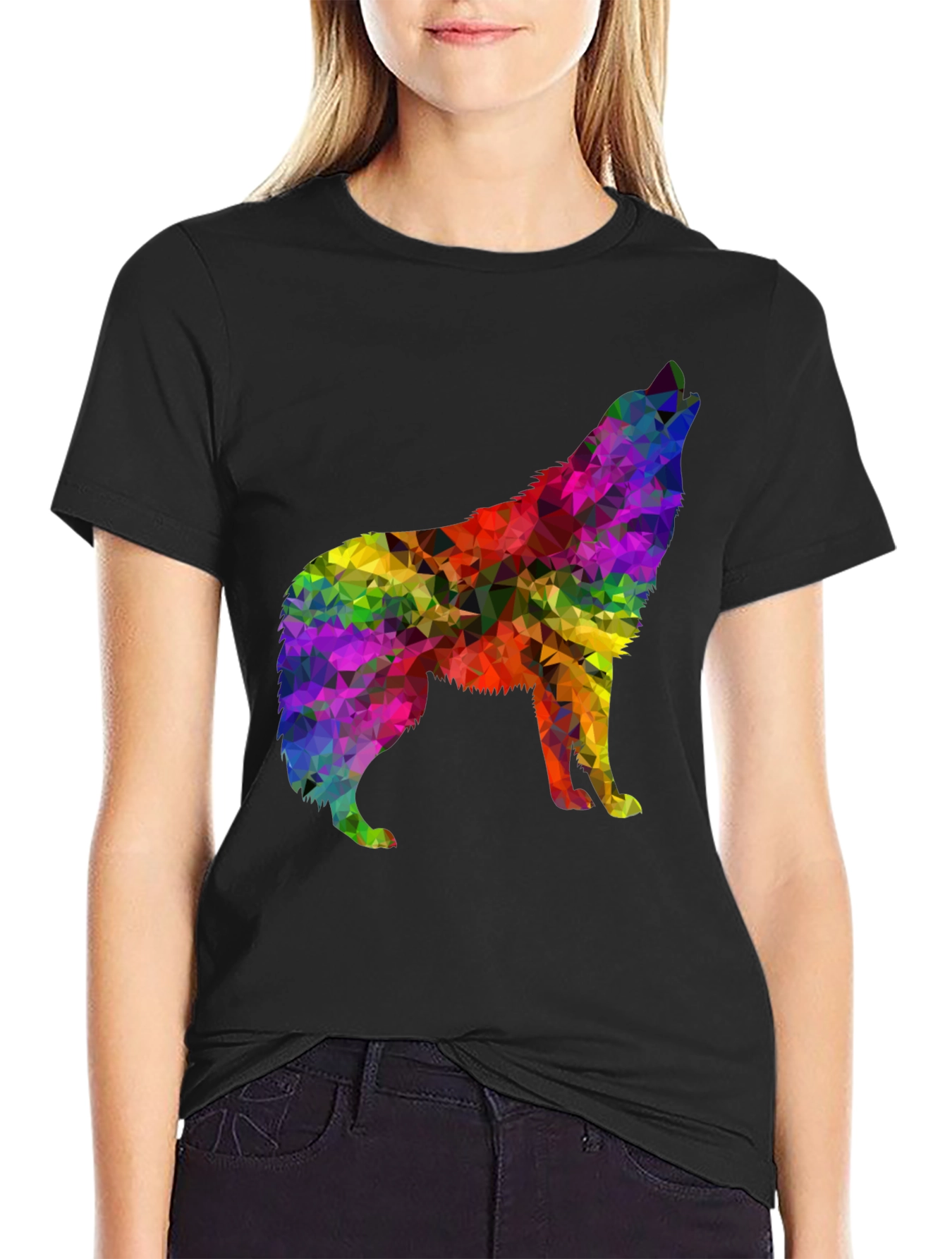 Rainbow Wolf Graphic Tee - Stylish Mens Shirt